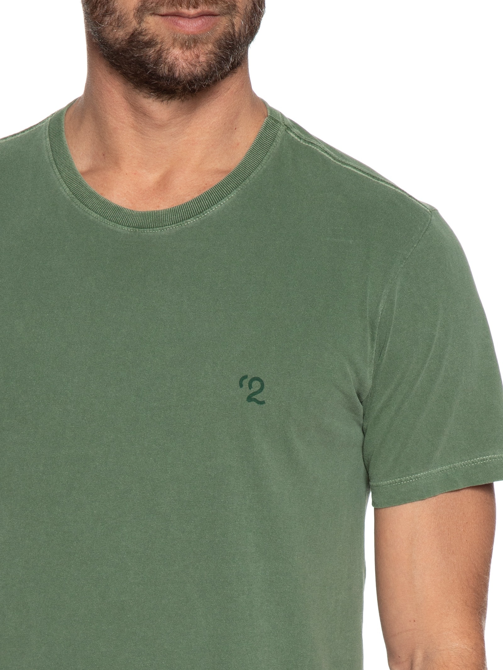 Camiseta Masculina Gola Careca Com Estampa Verde '2 Essential