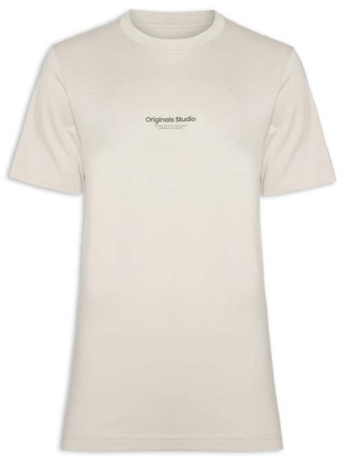 Camiseta Masculina Gola Careca Em Algodão – Bege