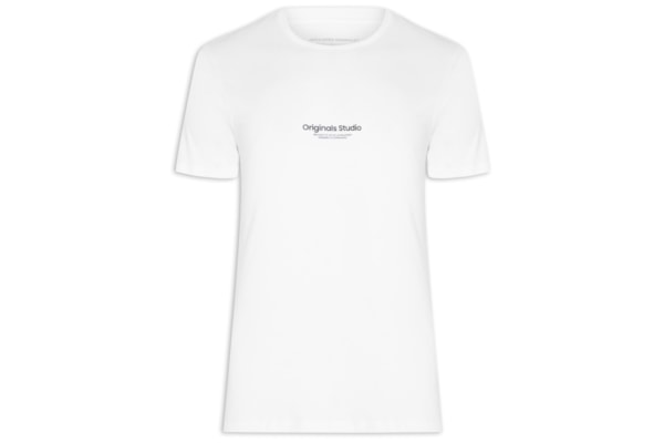Camiseta Masculina Gola Careca Em Algodão - Branco