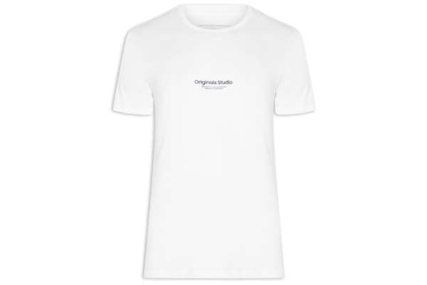 Camiseta Masculina Gola Careca Em Algodão - Branco
