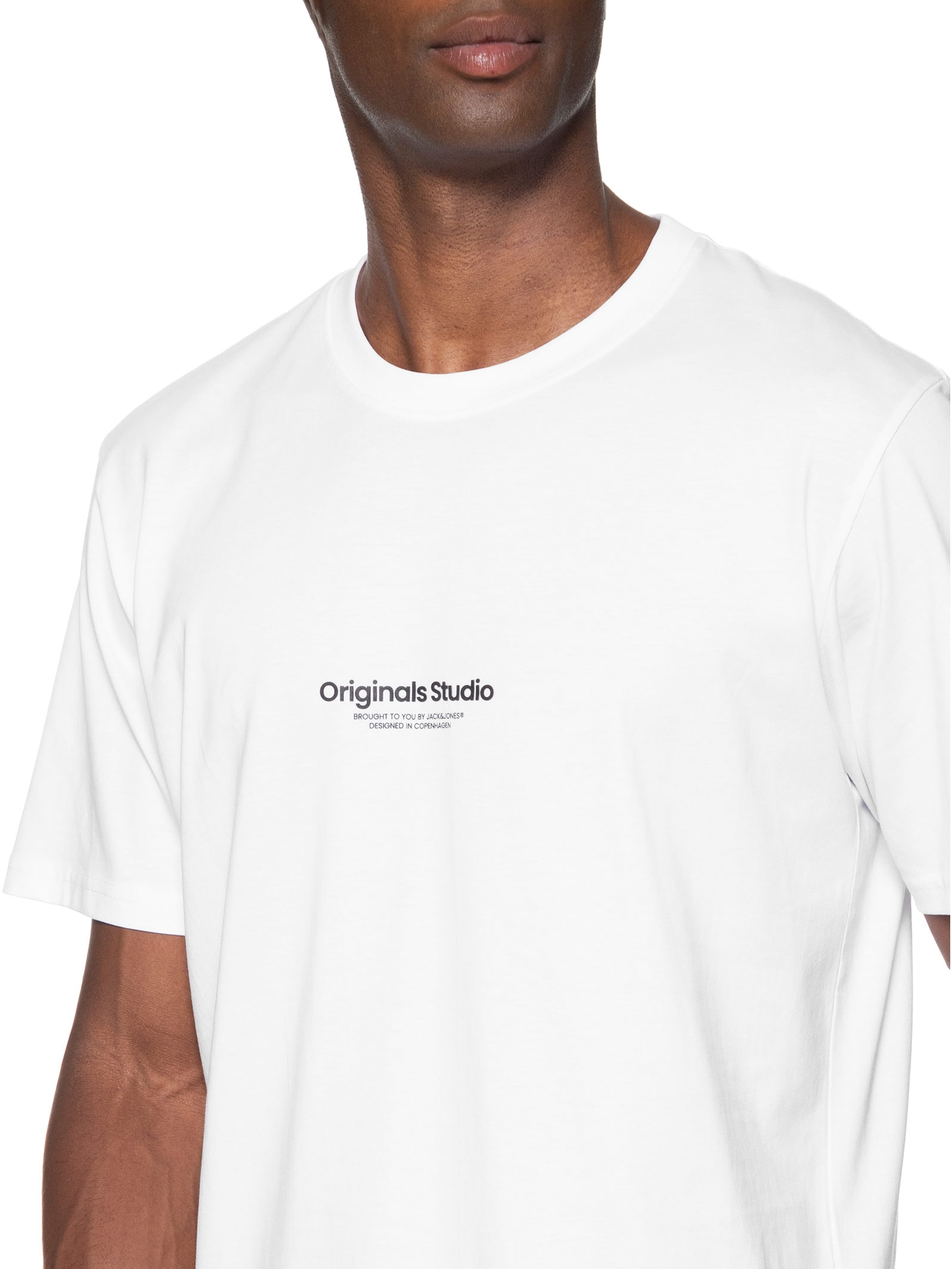 Camiseta Masculina Gola Careca Em Algodão Branco Jack & Jones