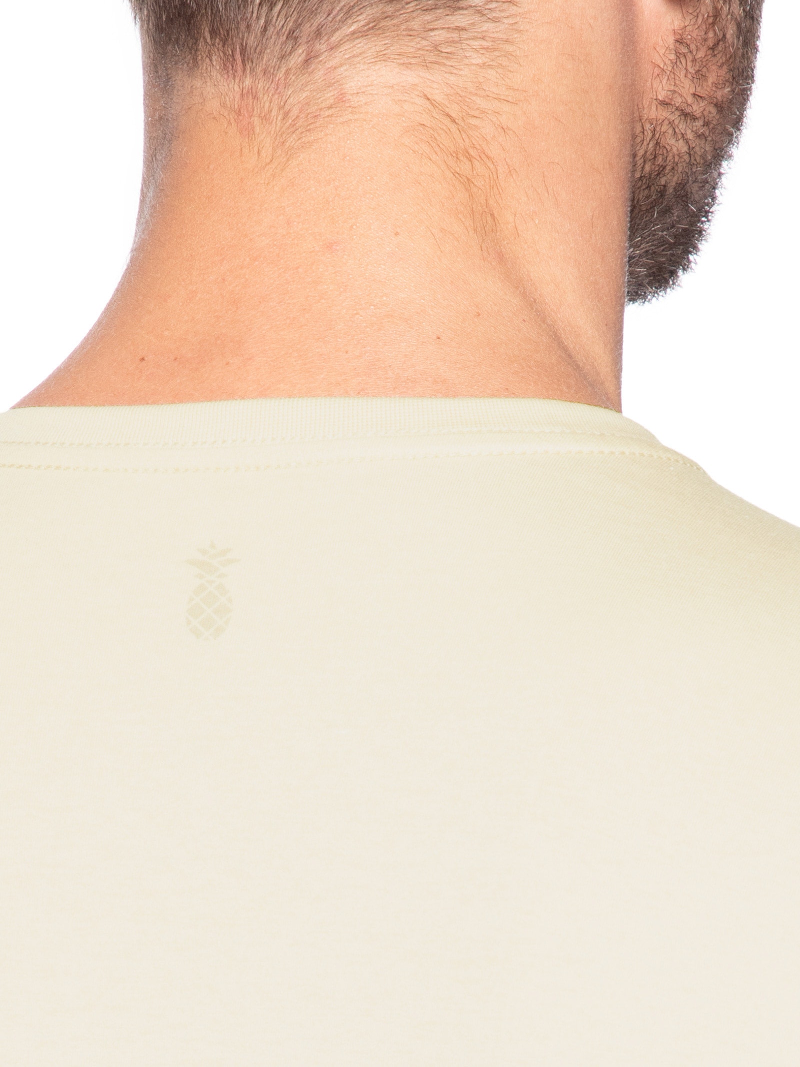 Camiseta Masculina Gola Careca Em Algodão Egípcio Bege Pineapple