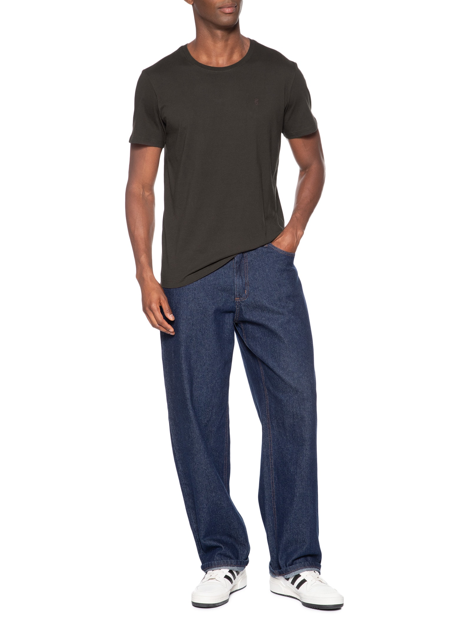 Camiseta Masculina Gola Careca Em Algodão Pima Marrom Sergio K