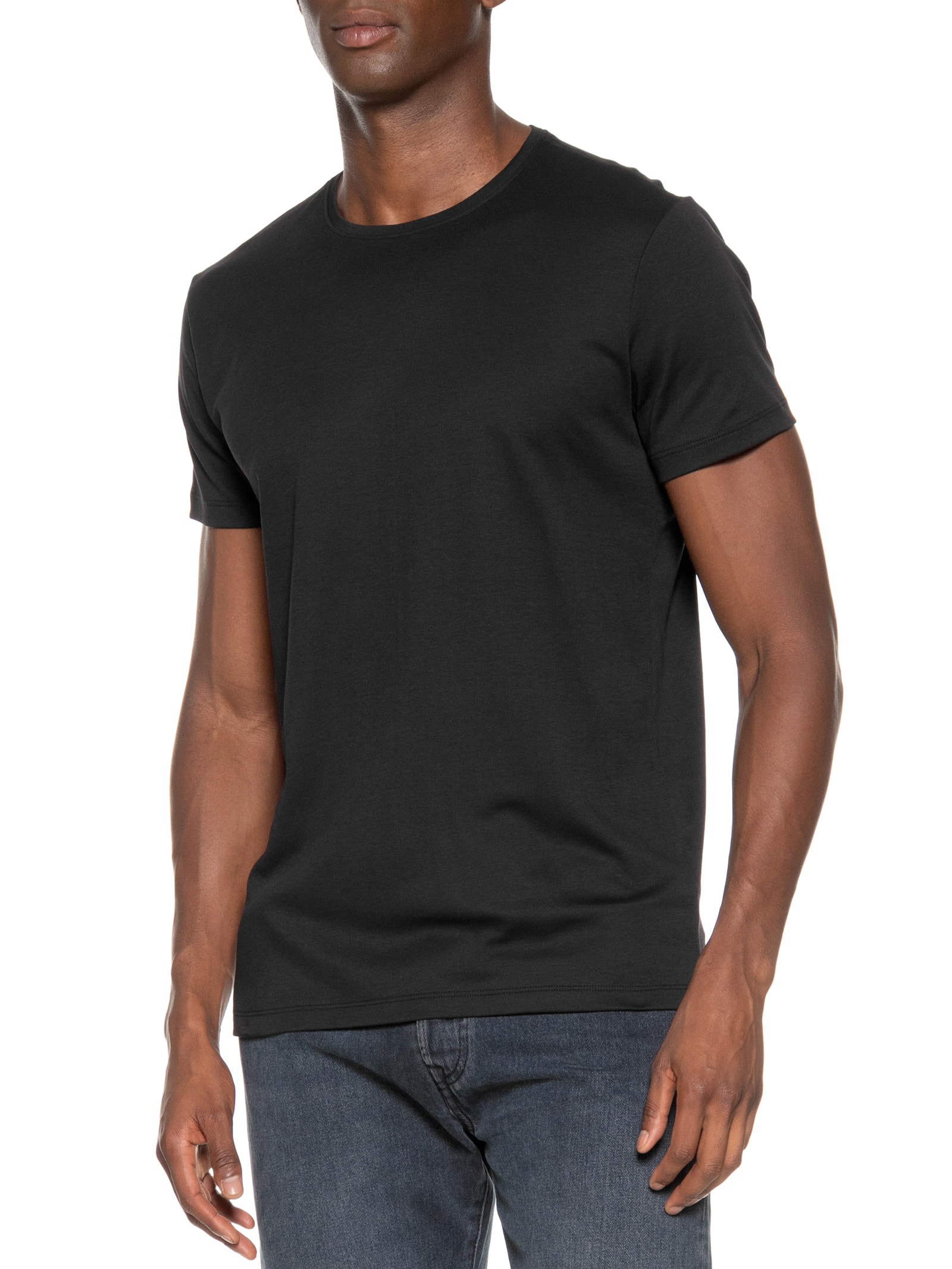 Camiseta Masculina Gola Careca Em Algodão Pima Peruano Preto Pineapple
