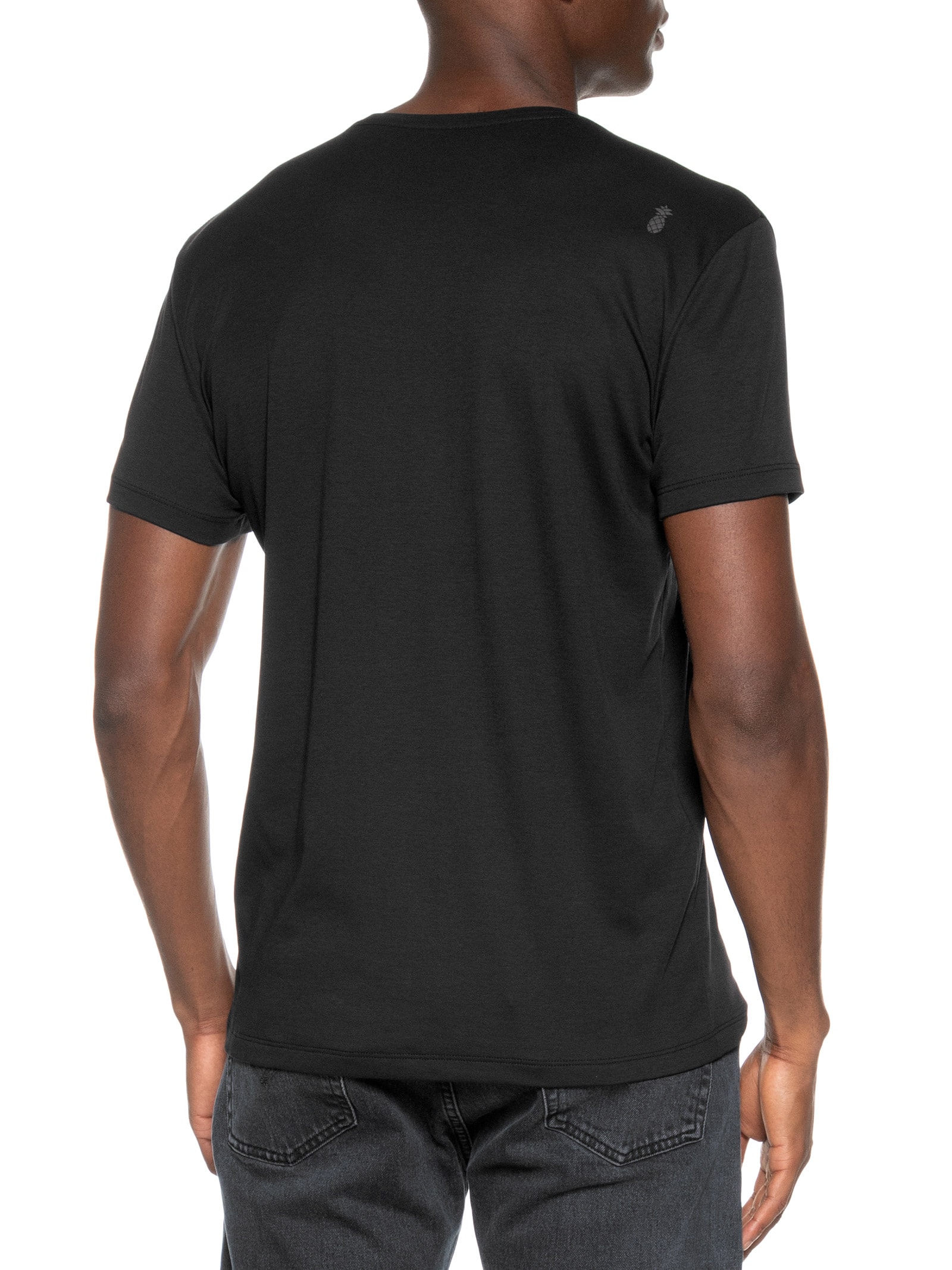 Camiseta Masculina Gola Careca Em Algodão Pima Peruano Preto Pineapple