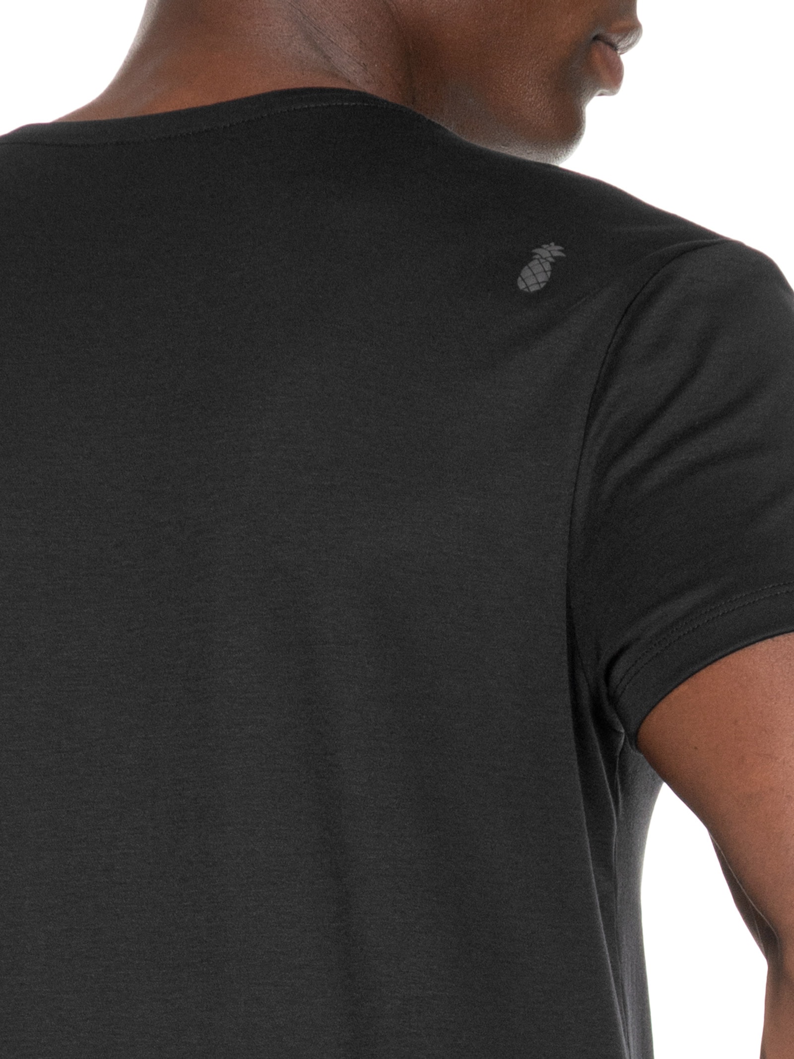 Camiseta Masculina Gola Careca Em Algodão Pima Peruano Preto Pineapple