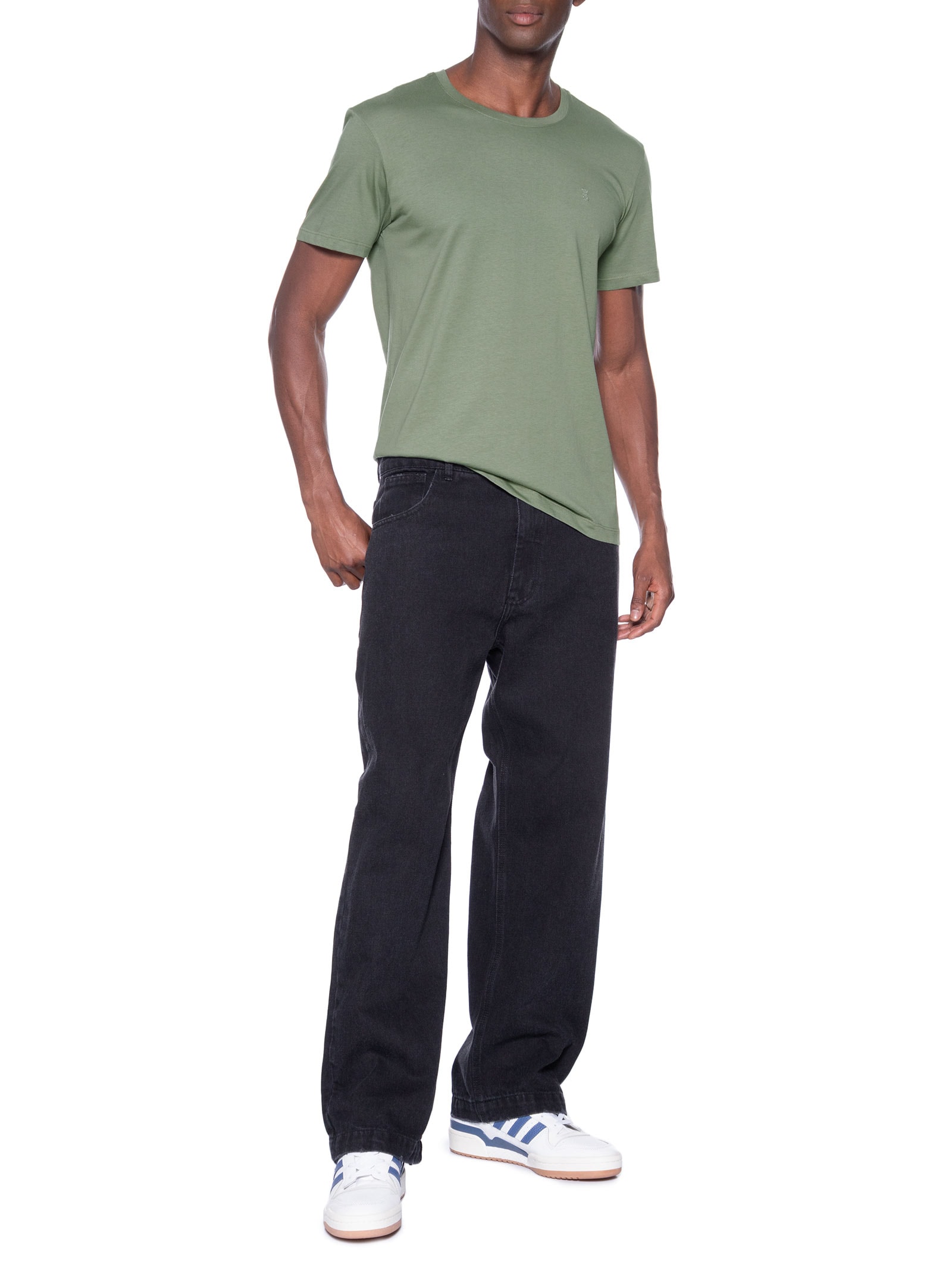 Camiseta Masculina Gola Careca Em Algodão Pima Verde Sergio K