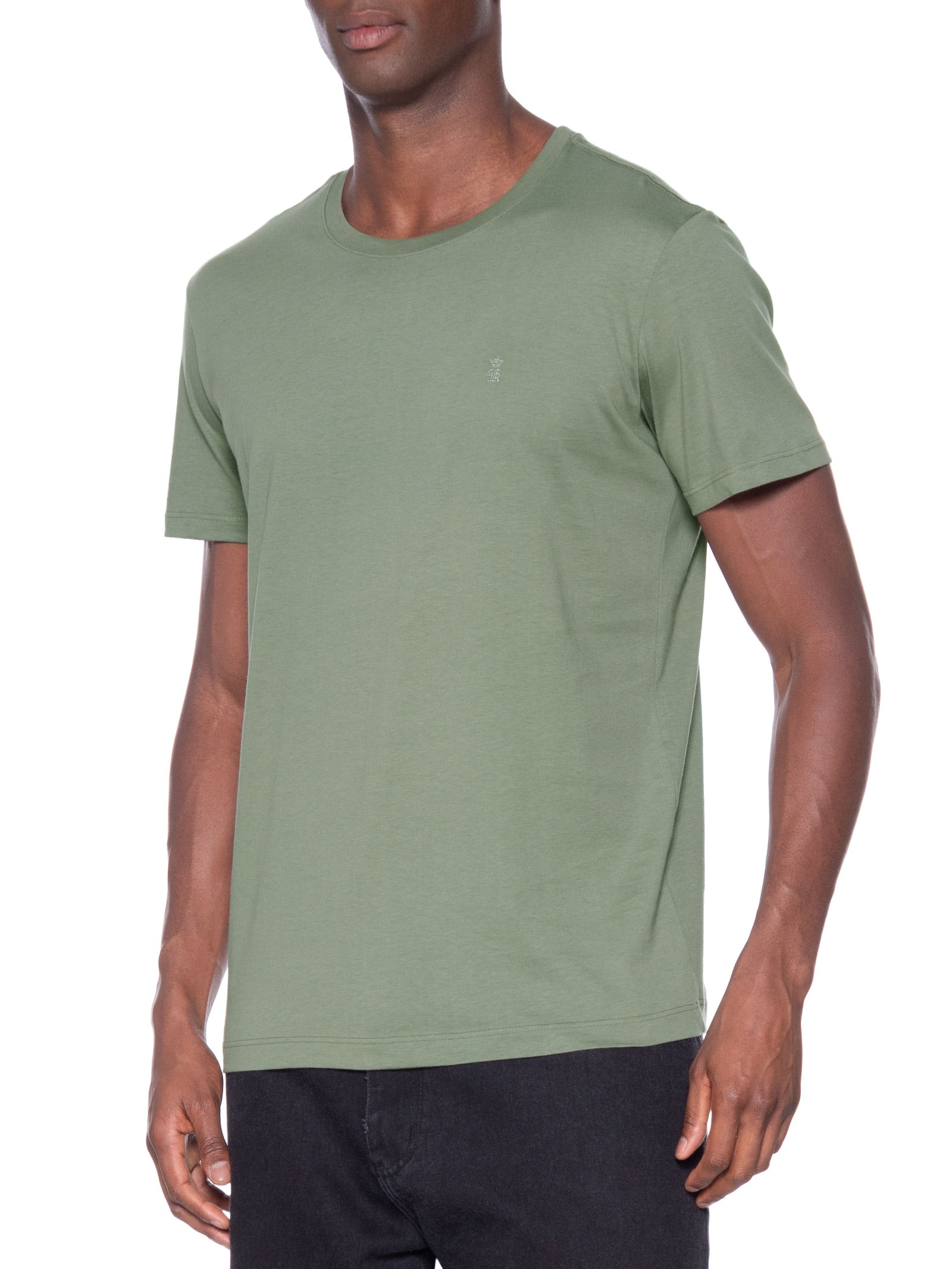 Camiseta Masculina Gola Careca Em Algodão Pima Verde Sergio K