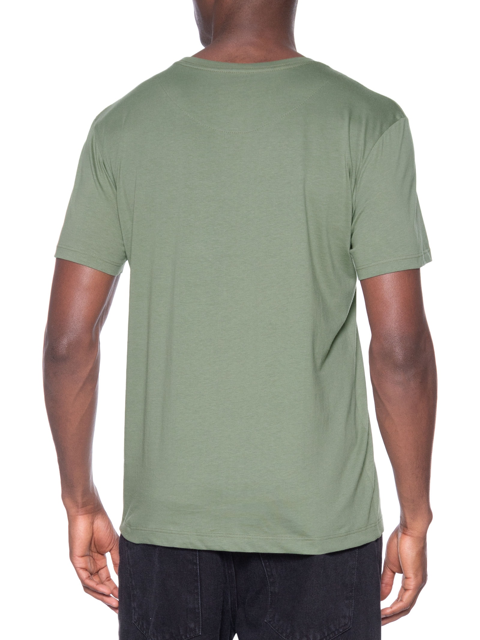 Camiseta Masculina Gola Careca Em Algodão Pima Verde Sergio K