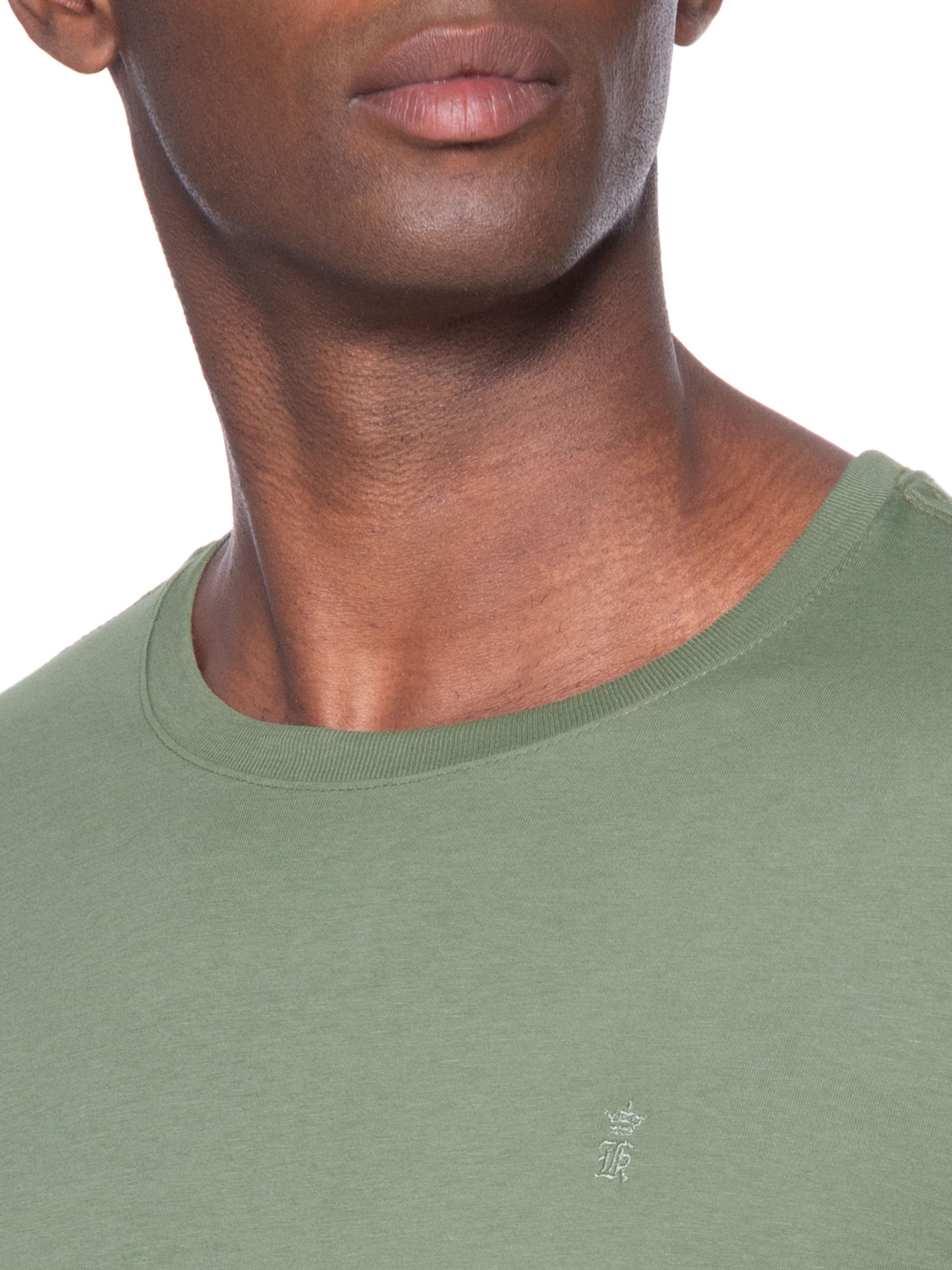 Camiseta Masculina Gola Careca Em Algodão Pima Verde Sergio K