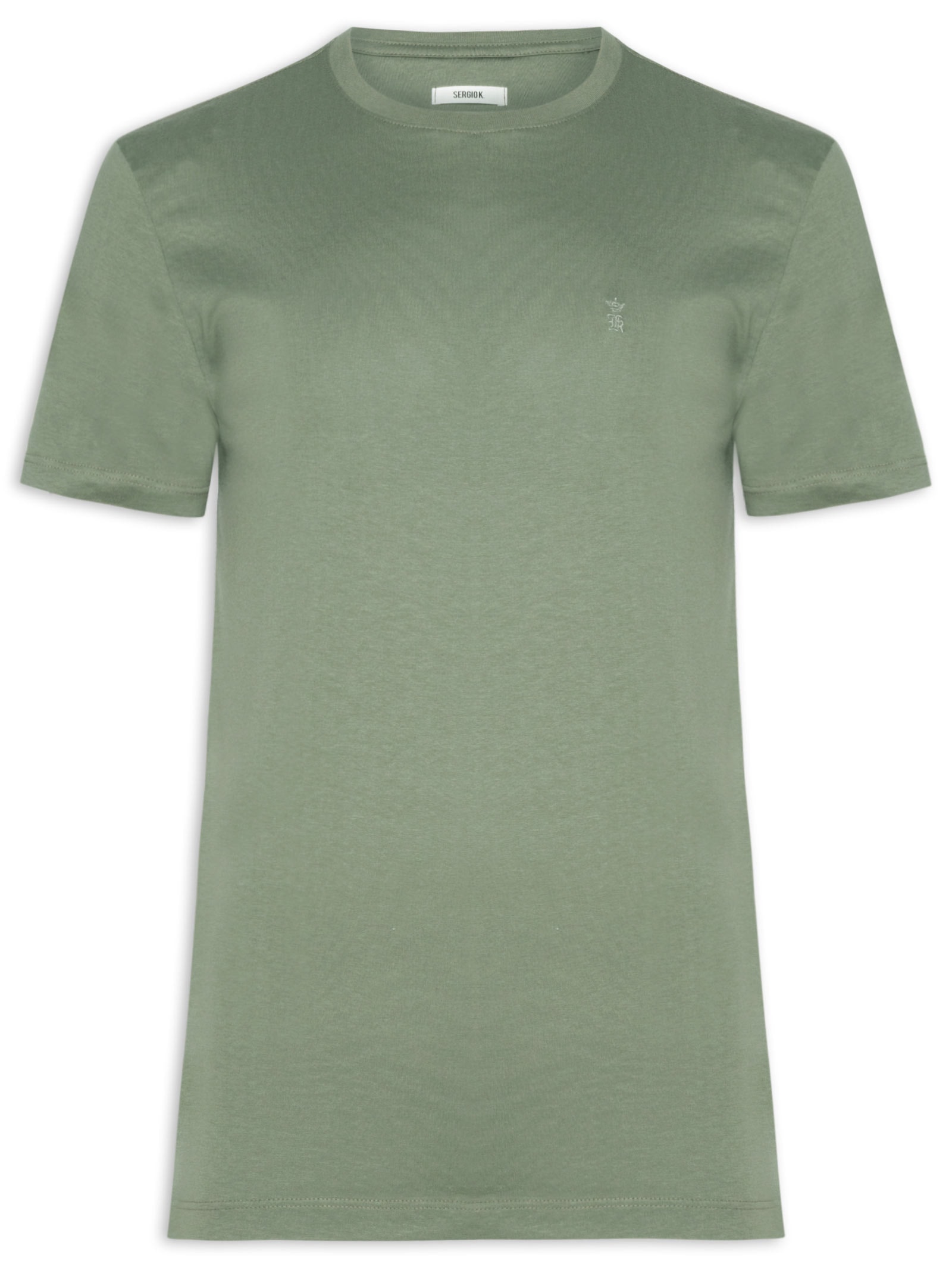 Camiseta Masculina Gola Careca Em Algodão Pima Verde Sergio K