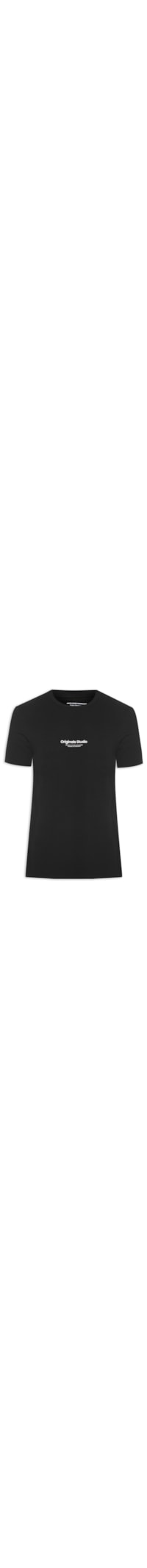 Camiseta Masculina Gola Careca Em Algodão - Preto