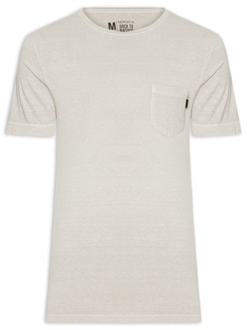 Camiseta Masculina Gola Careca Estonada – Cinza