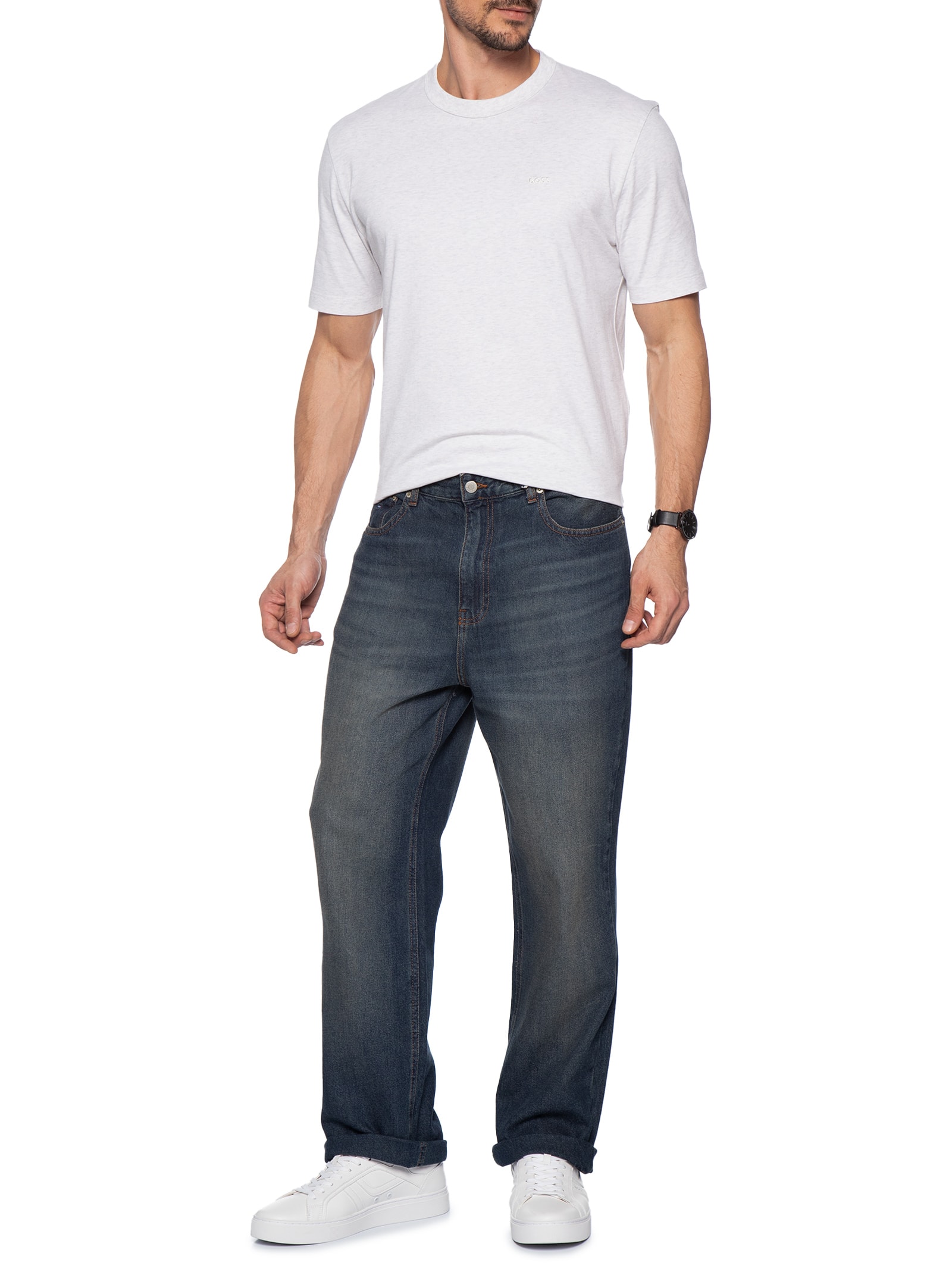 Camiseta Masculina Gola Careca H-Haut 15 Branco Boss