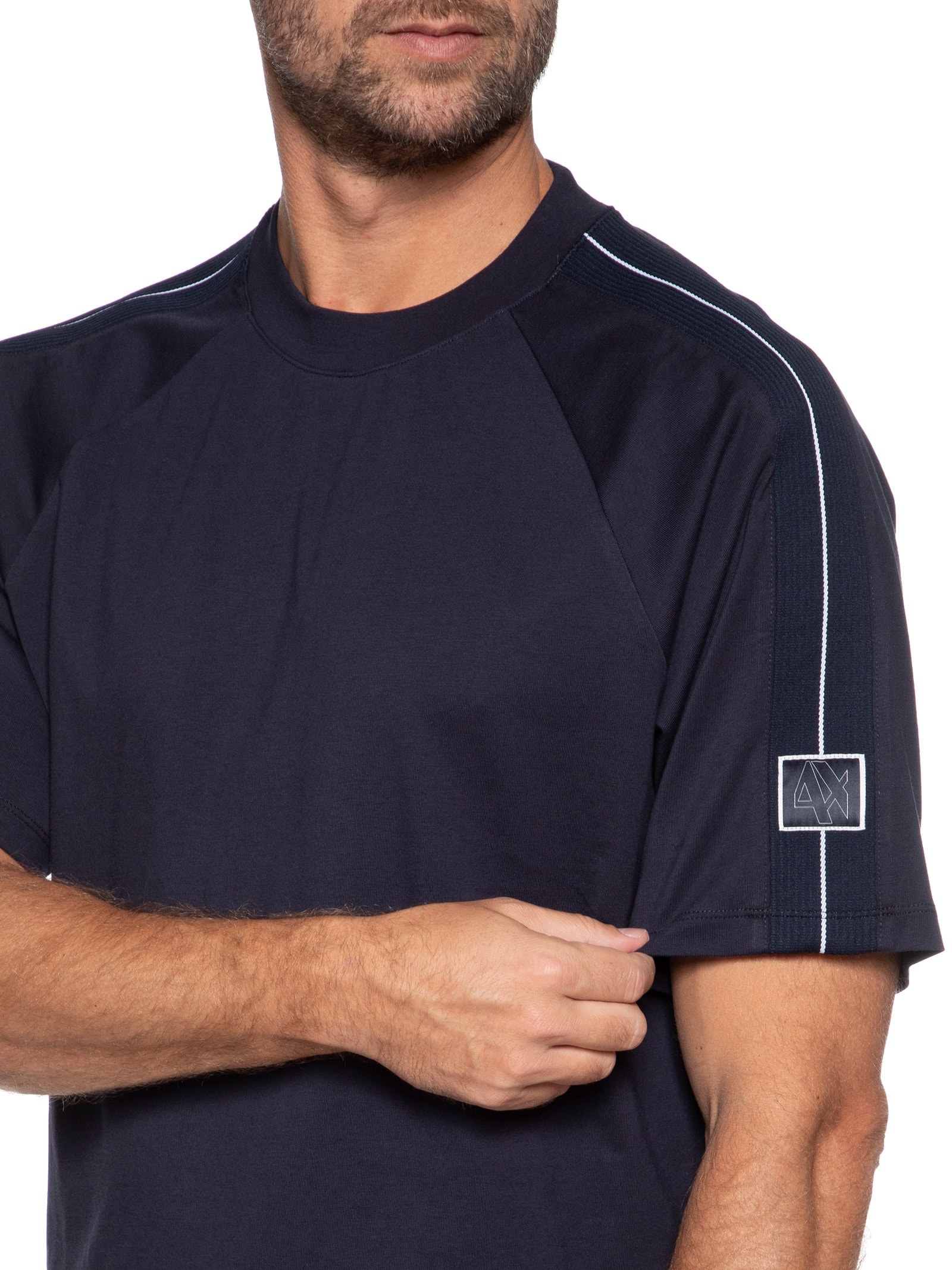 Camiseta Masculina Gola Careca Manga Curta Azul Armani Exchange