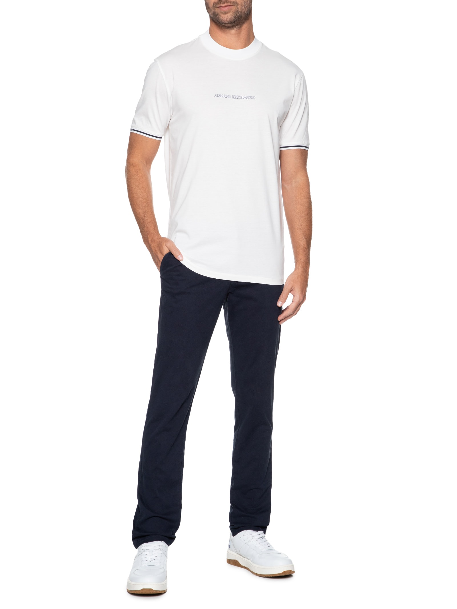 Camiseta Masculina Gola Careca Manga Curta Off White Armani Exchange