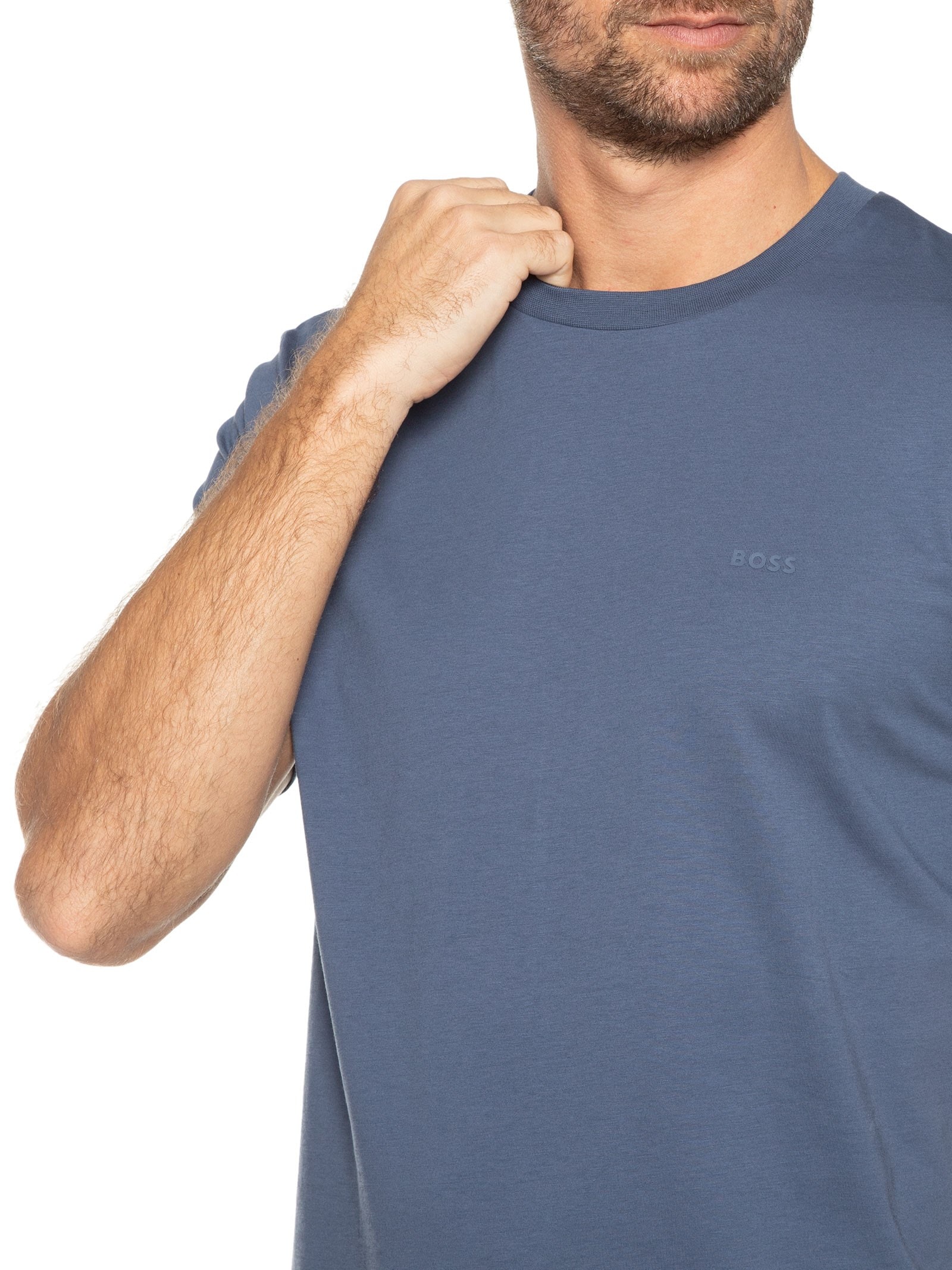 Camiseta Masculina Gola Careca Manga Curta Thompson 01 Azul Boss