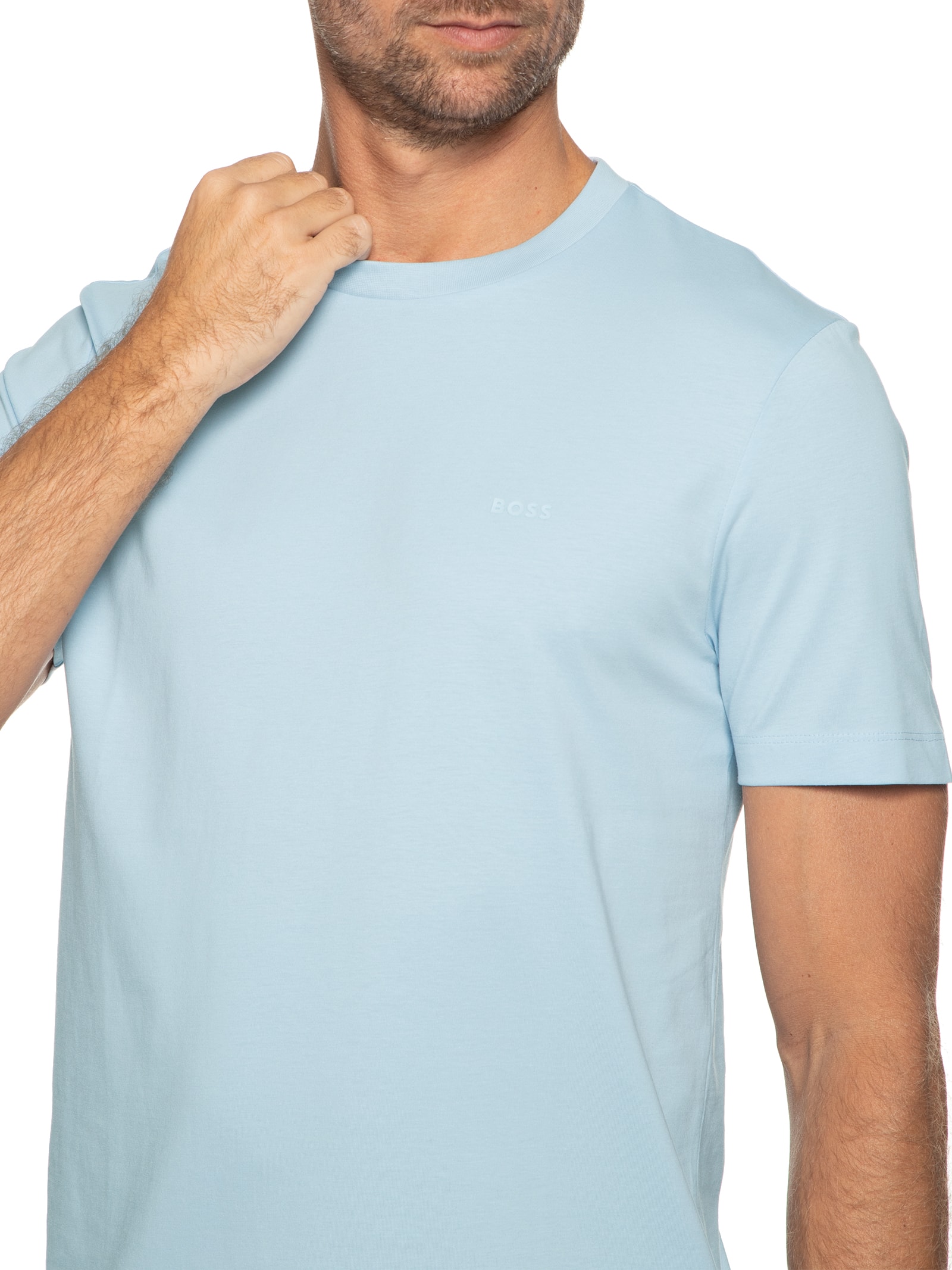 Camiseta Masculina Gola Careca Manga Curta Thompson 01 Azul Boss