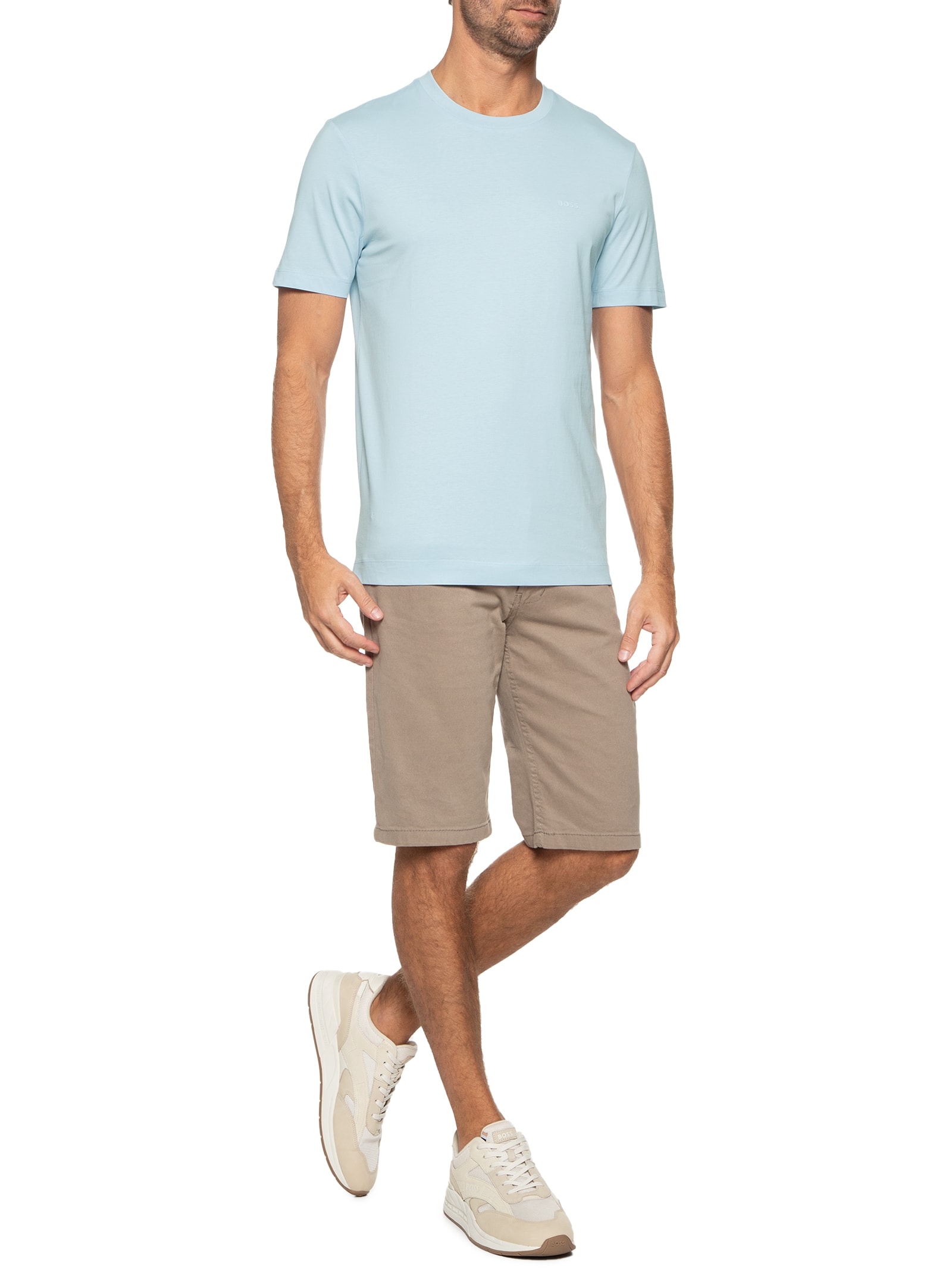 Camiseta Masculina Gola Careca Manga Curta Thompson 01 Bege Boss