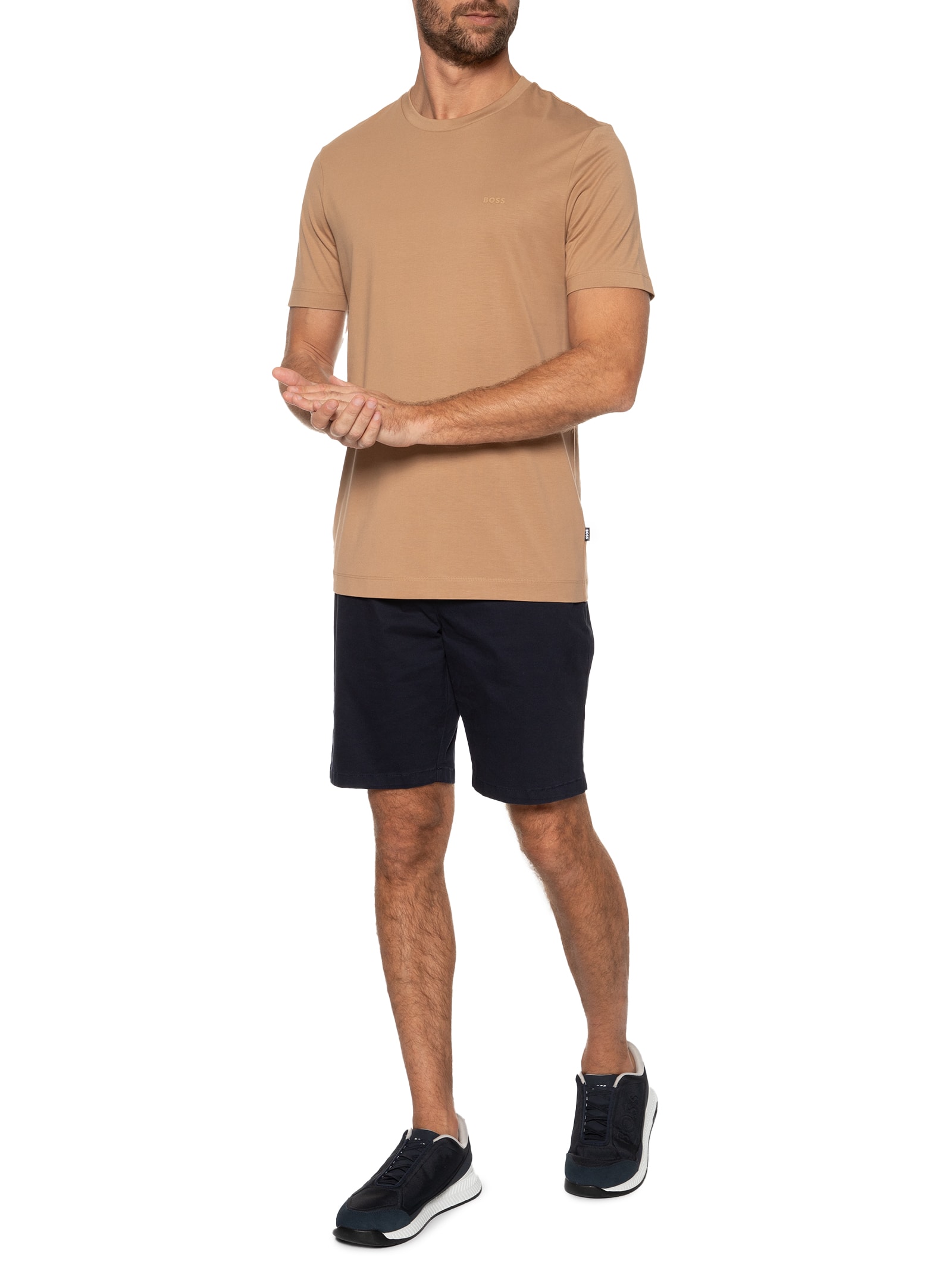 Camiseta Masculina Gola Careca Manga Curta Thompson 01 Bege Boss