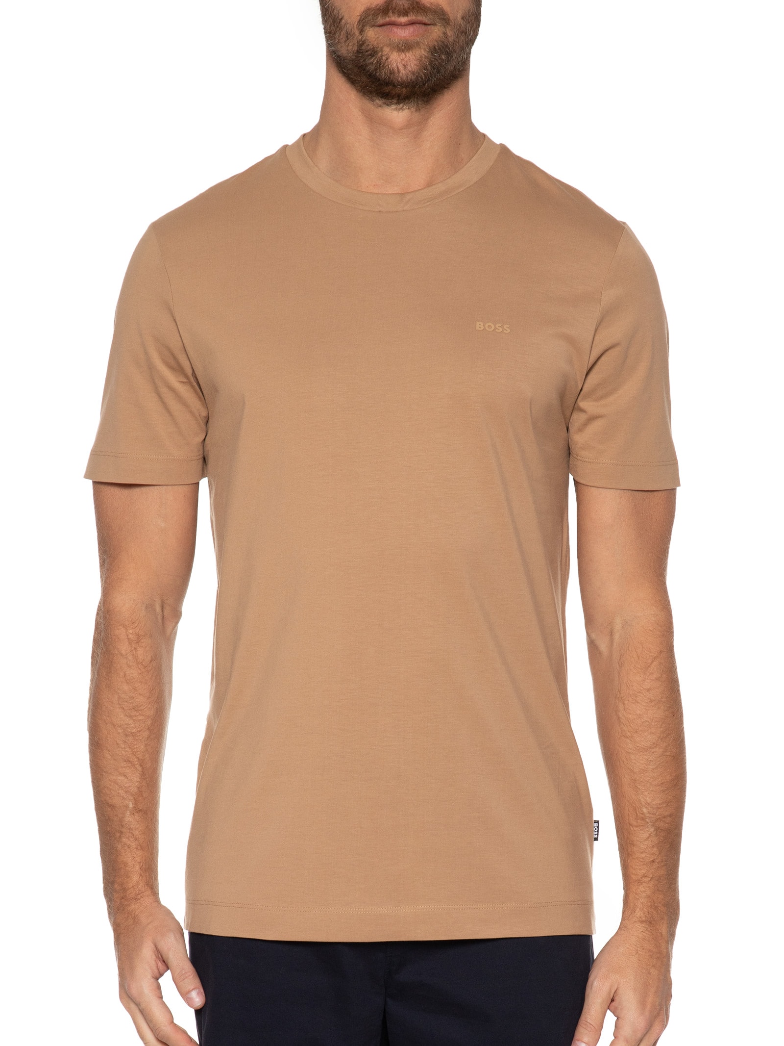 Camiseta Masculina Gola Careca Manga Curta Thompson 01 Bege Boss