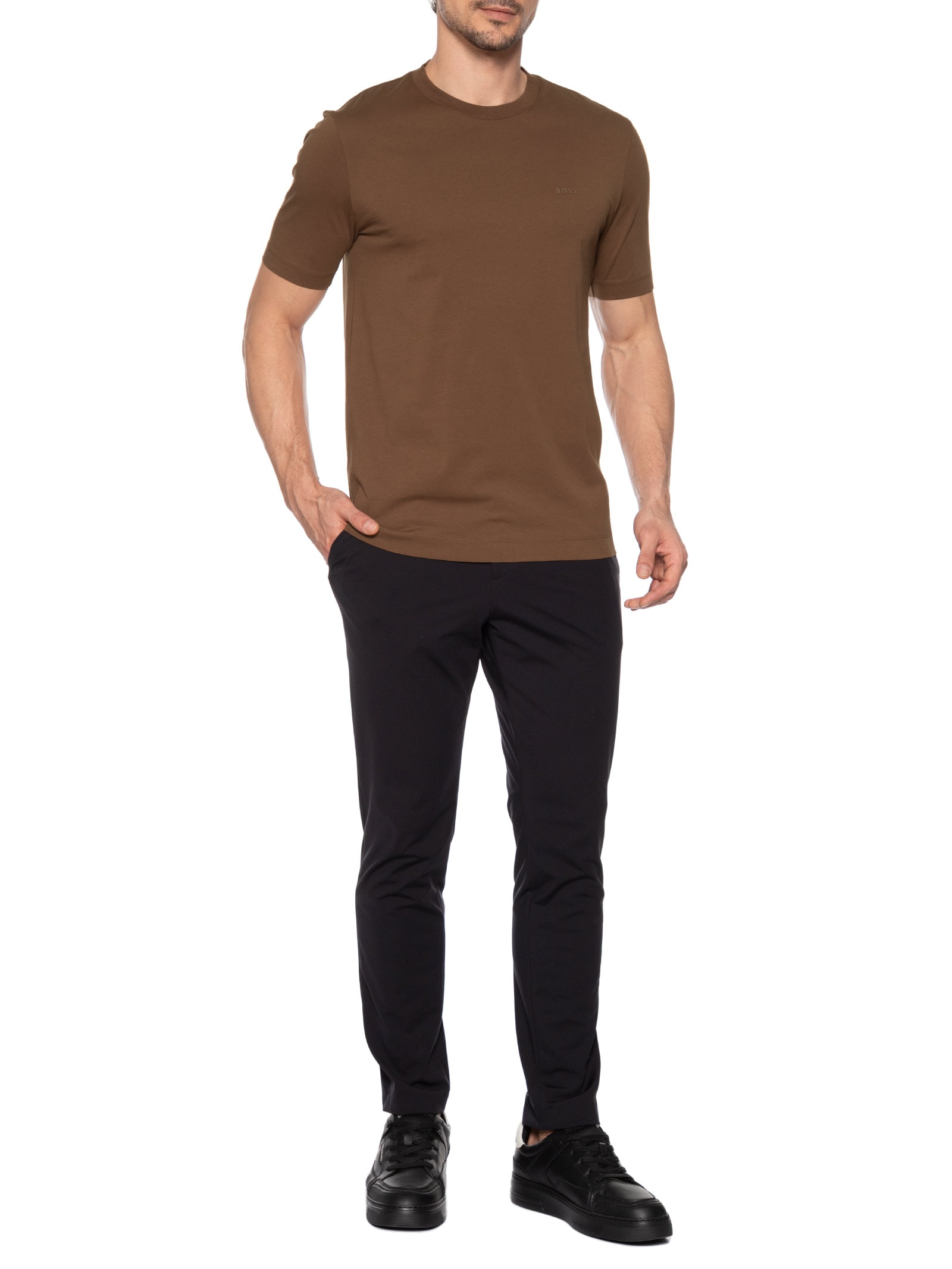 Camiseta Masculina Gola Careca Manga Curta Thompson 01 Bege Boss