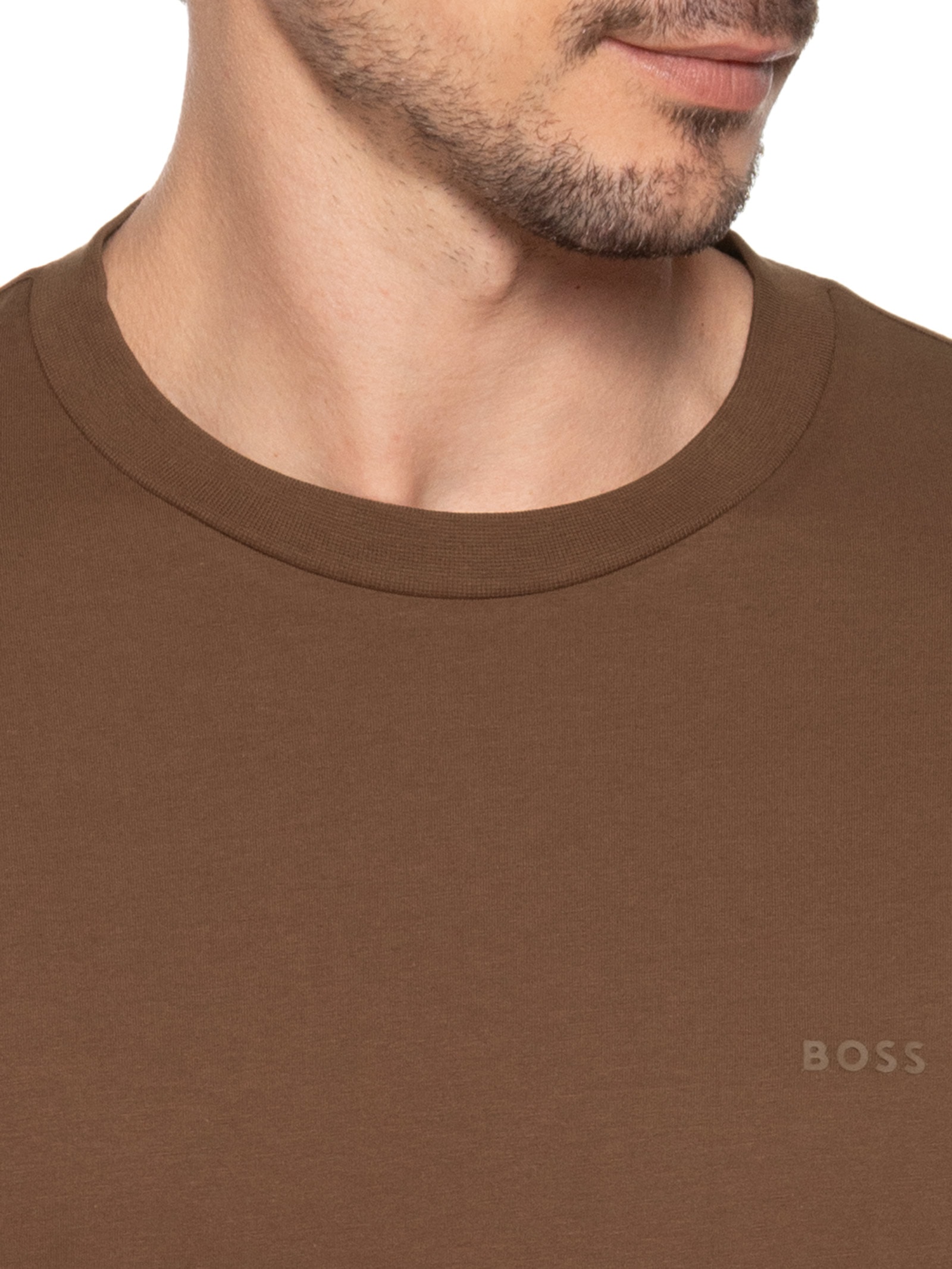 Camiseta Masculina Gola Careca Manga Curta Thompson 01 Bege Boss