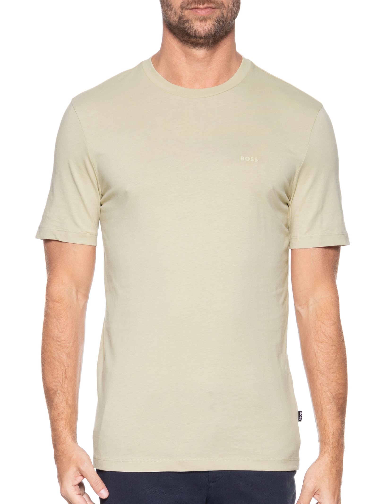 Camiseta Masculina Gola Careca Manga Curta Thompson 01 Bege Claro Boss