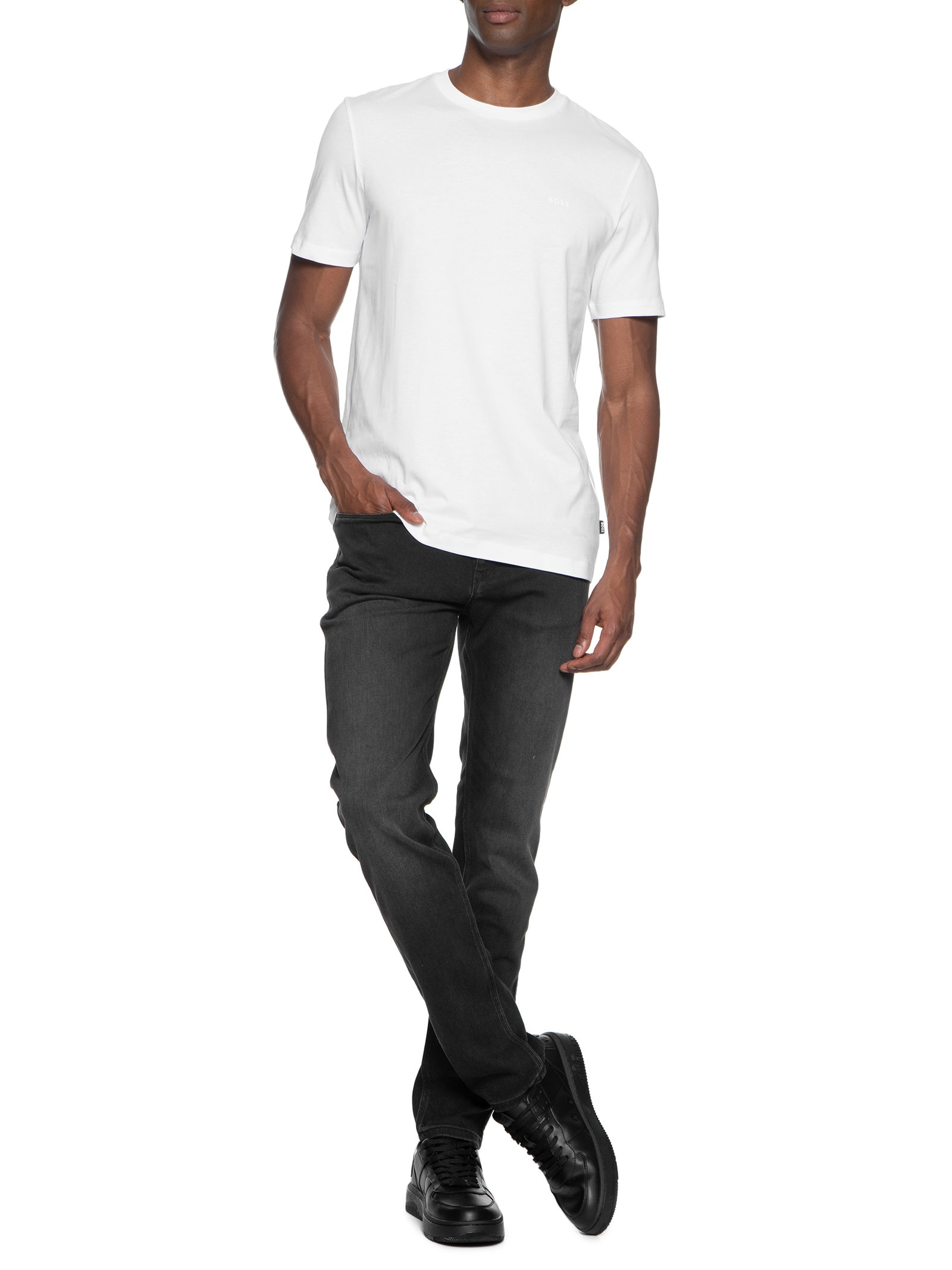 Camiseta Masculina Gola Careca Manga Curta Thompson 01 Branco Boss