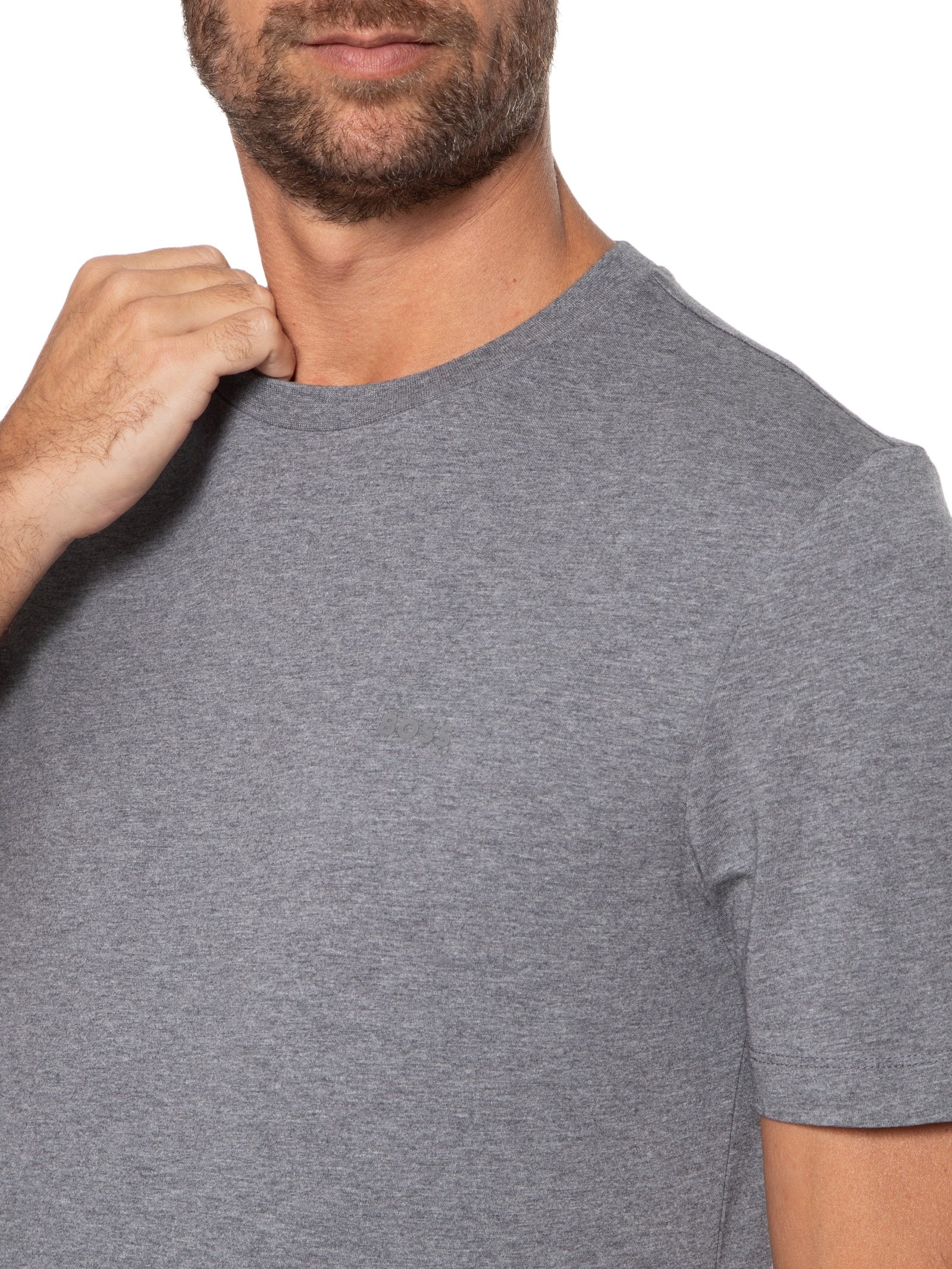 Camiseta Masculina Gola Careca Manga Curta Thompson 01 Cinza Escuro Boss