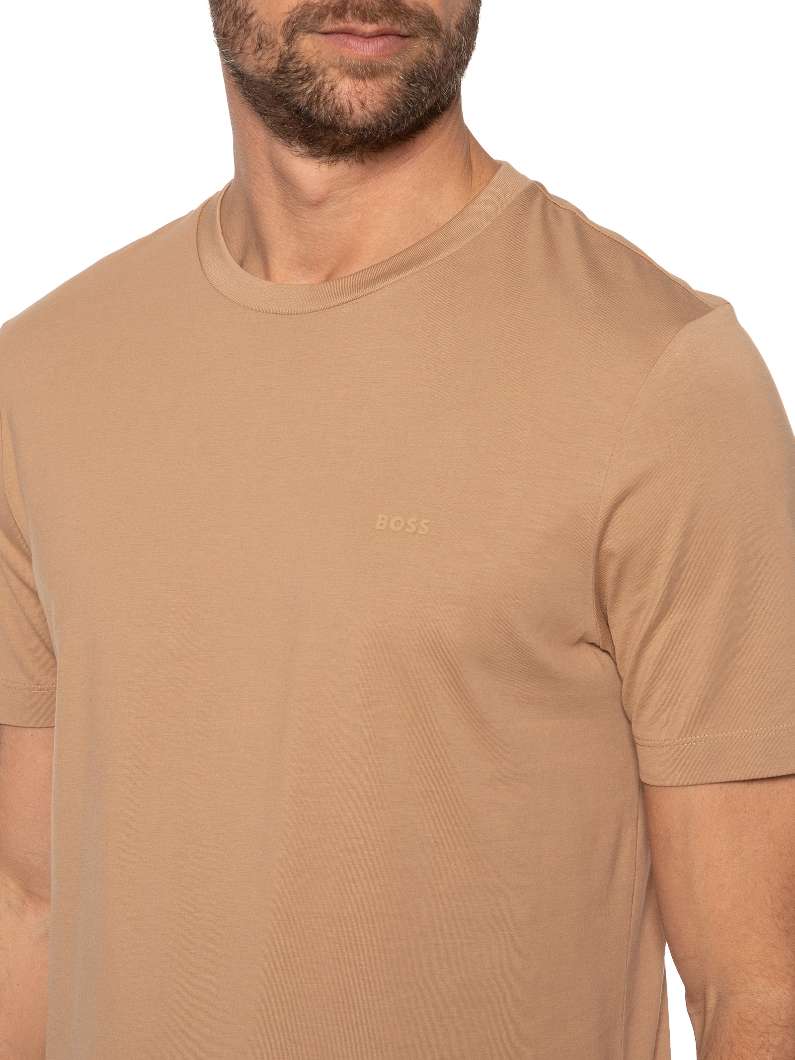 Camiseta Masculina Gola Careca Manga Curta Thompson 01 Marrom Terracota Boss