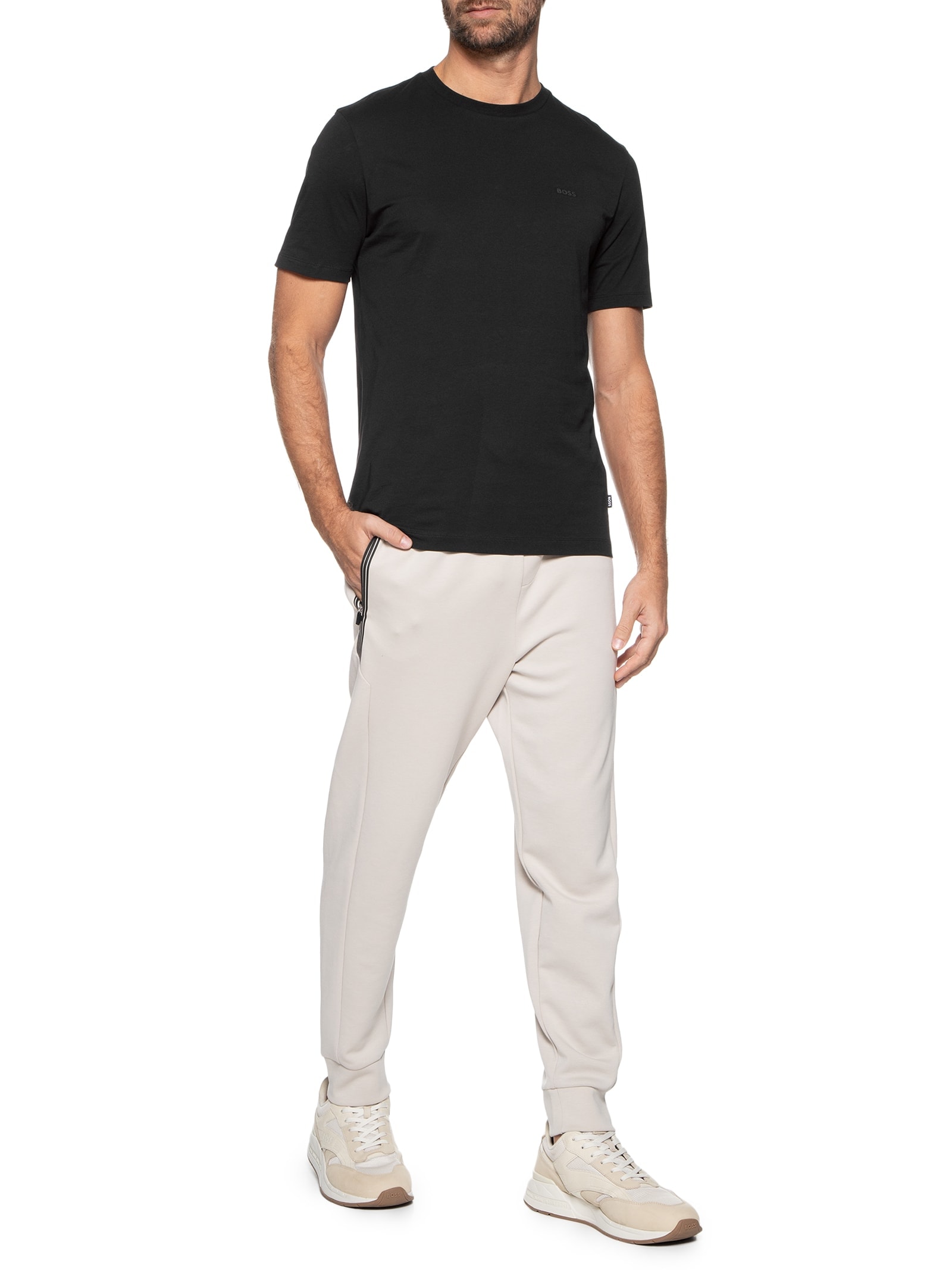 Camiseta Masculina Gola Careca Manga Curta Thompson 01 Preto Boss