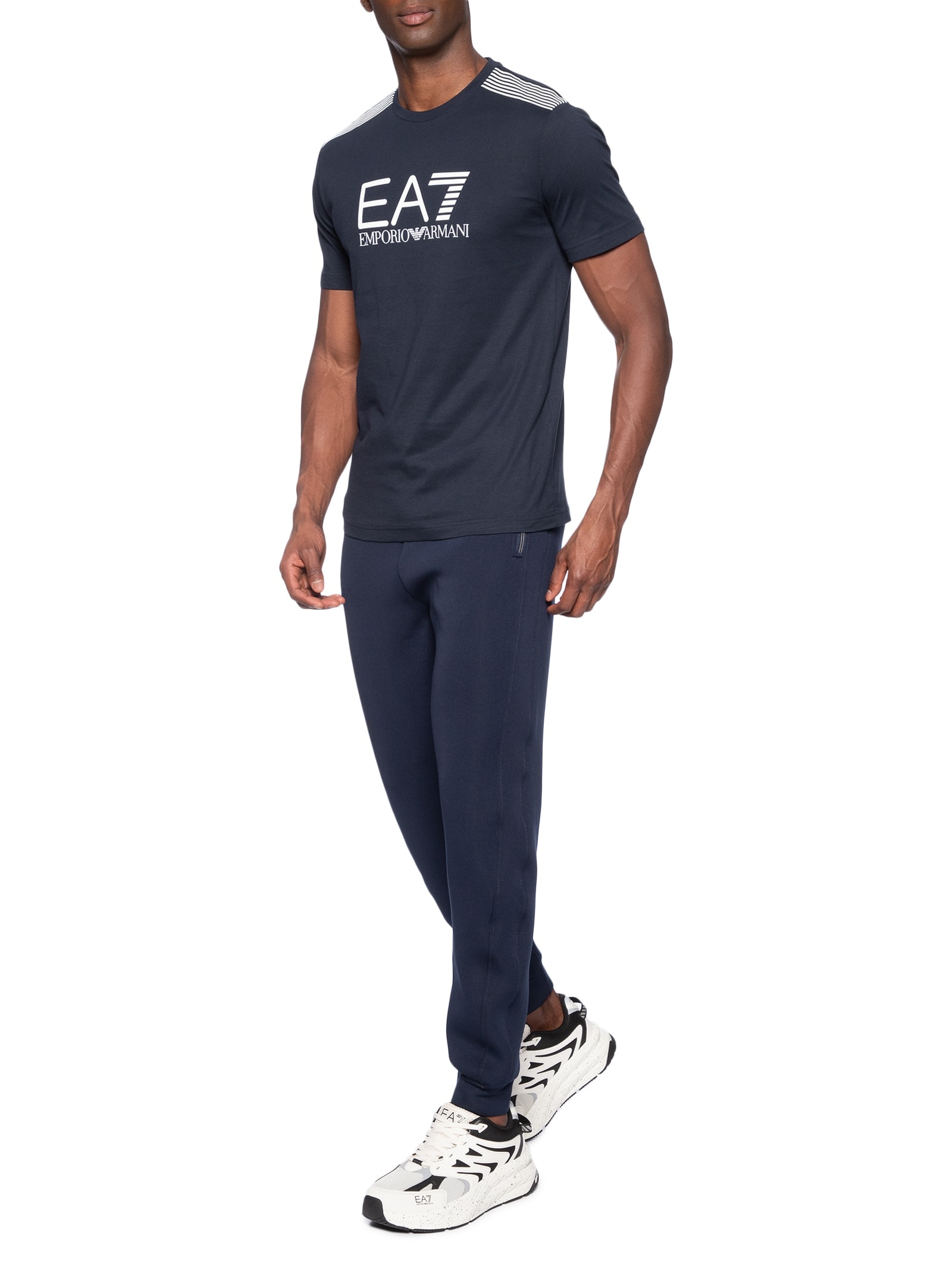 Camiseta Masculina Gola Careca Slim Fit Train 7 Lines Azul Ea7 Emporio Armani