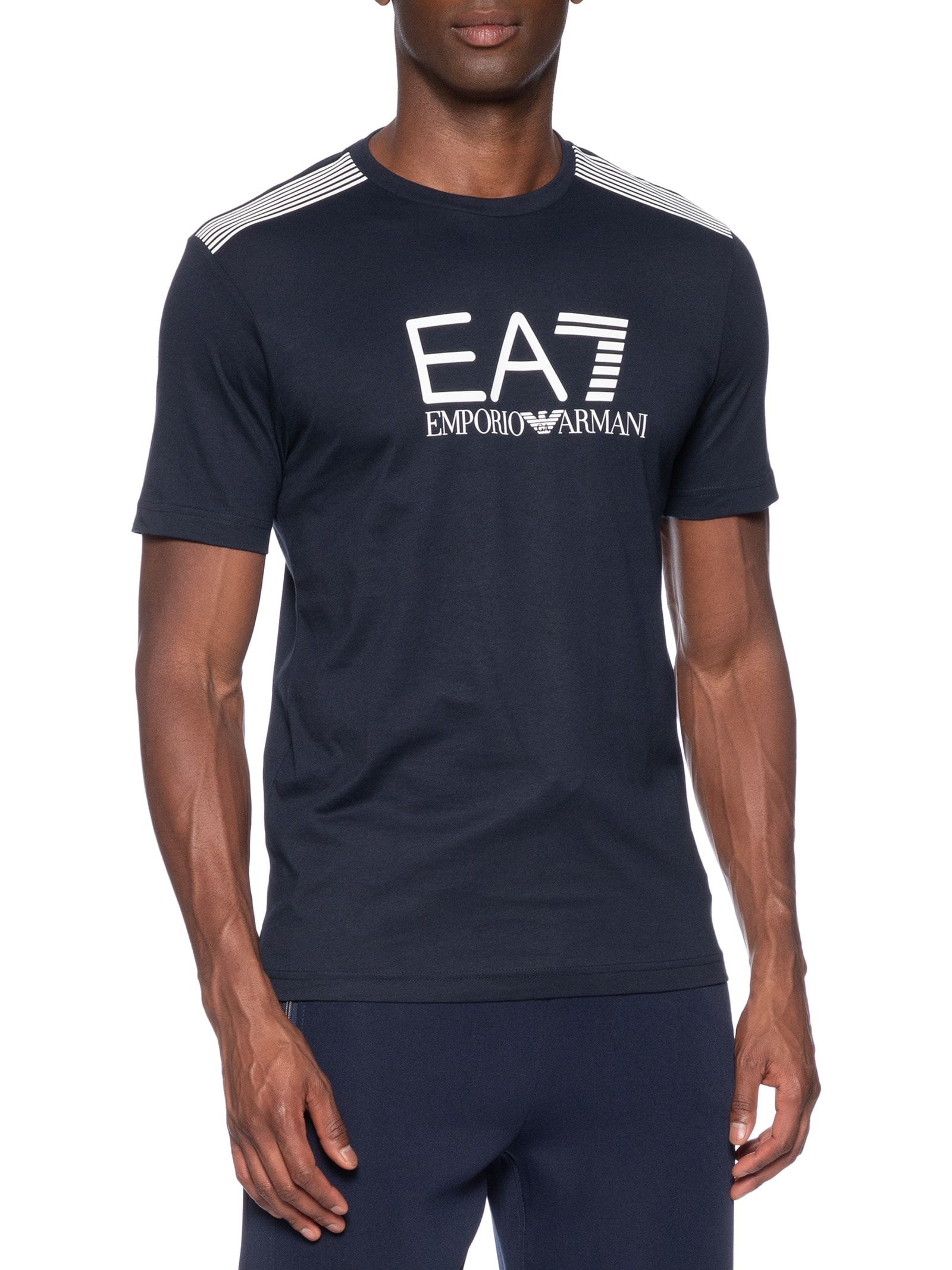 Camiseta Masculina Gola Careca Slim Fit Train 7 Lines Azul Ea7 Emporio Armani