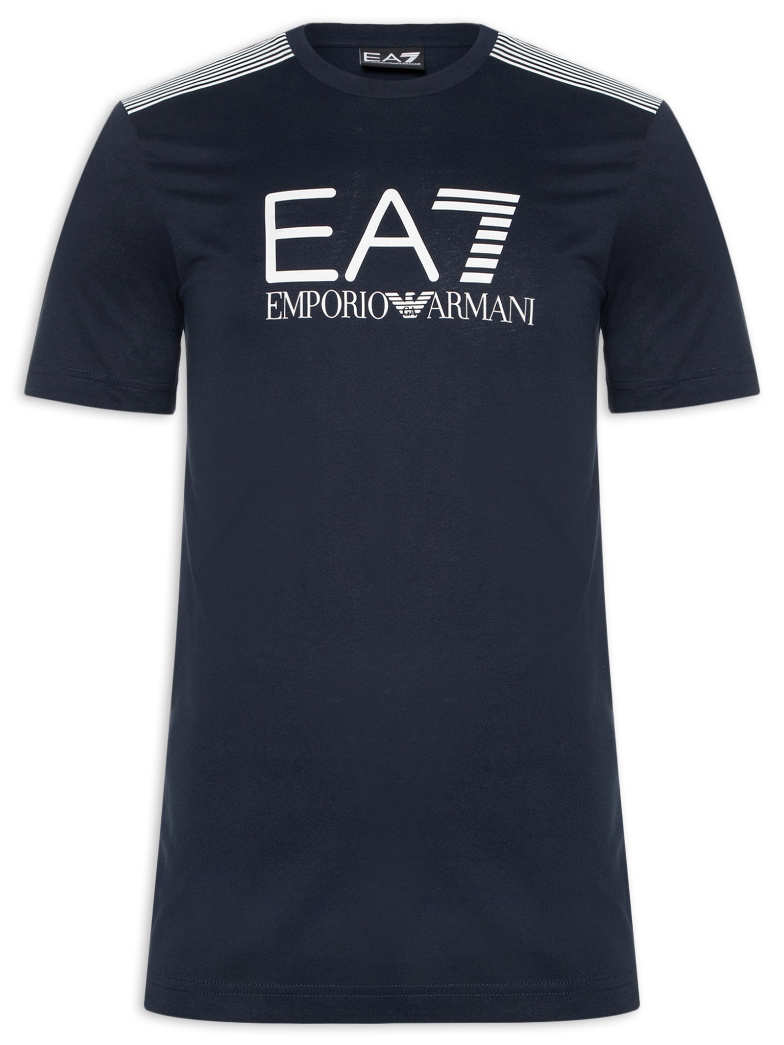 Camiseta Masculina Gola Careca Slim Fit Train 7 Lines Azul Ea7 Emporio Armani