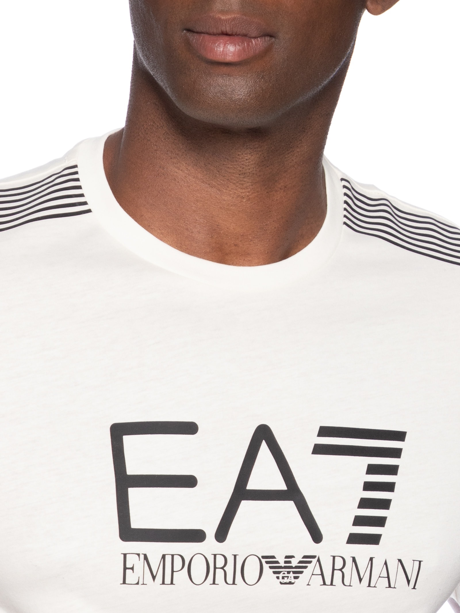 Camiseta Masculina Gola Careca Slim Fit Train 7 Lines Branco Ea7 Emporio Armani