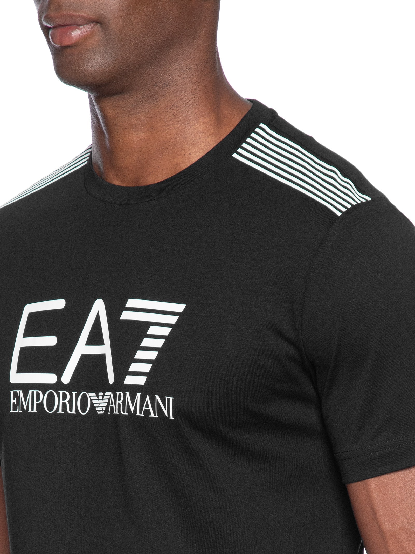 Camiseta Masculina Gola Careca Slim Fit Train 7 Lines Preto Ea7 Emporio Armani