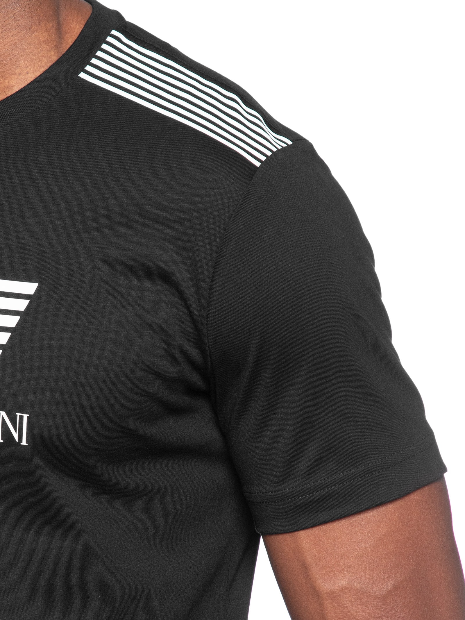 Camiseta Masculina Gola Careca Slim Fit Train 7 Lines Preto Ea7 Emporio Armani
