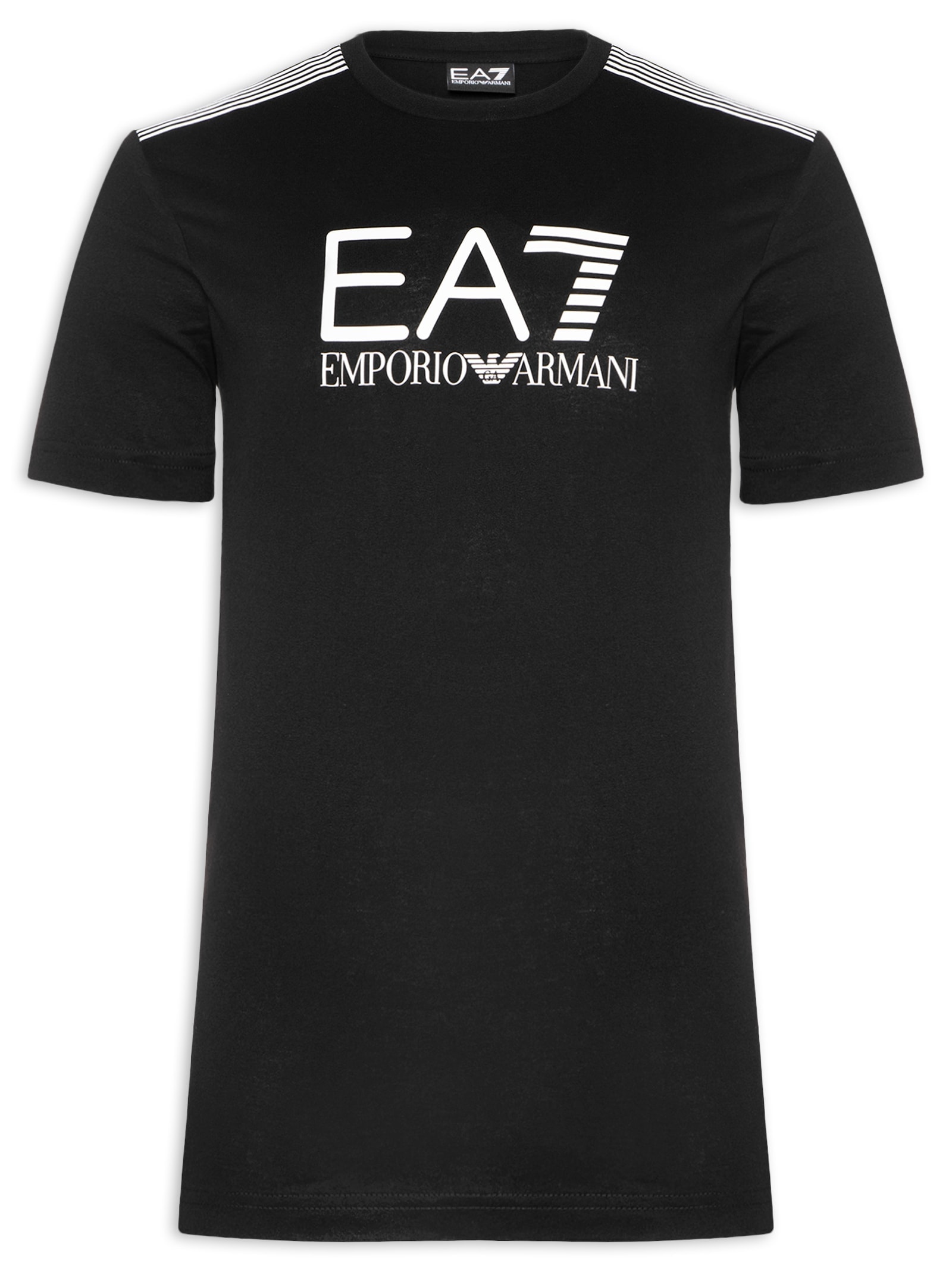 Camiseta Masculina Gola Careca Slim Fit Train 7 Lines Preto Ea7 Emporio Armani