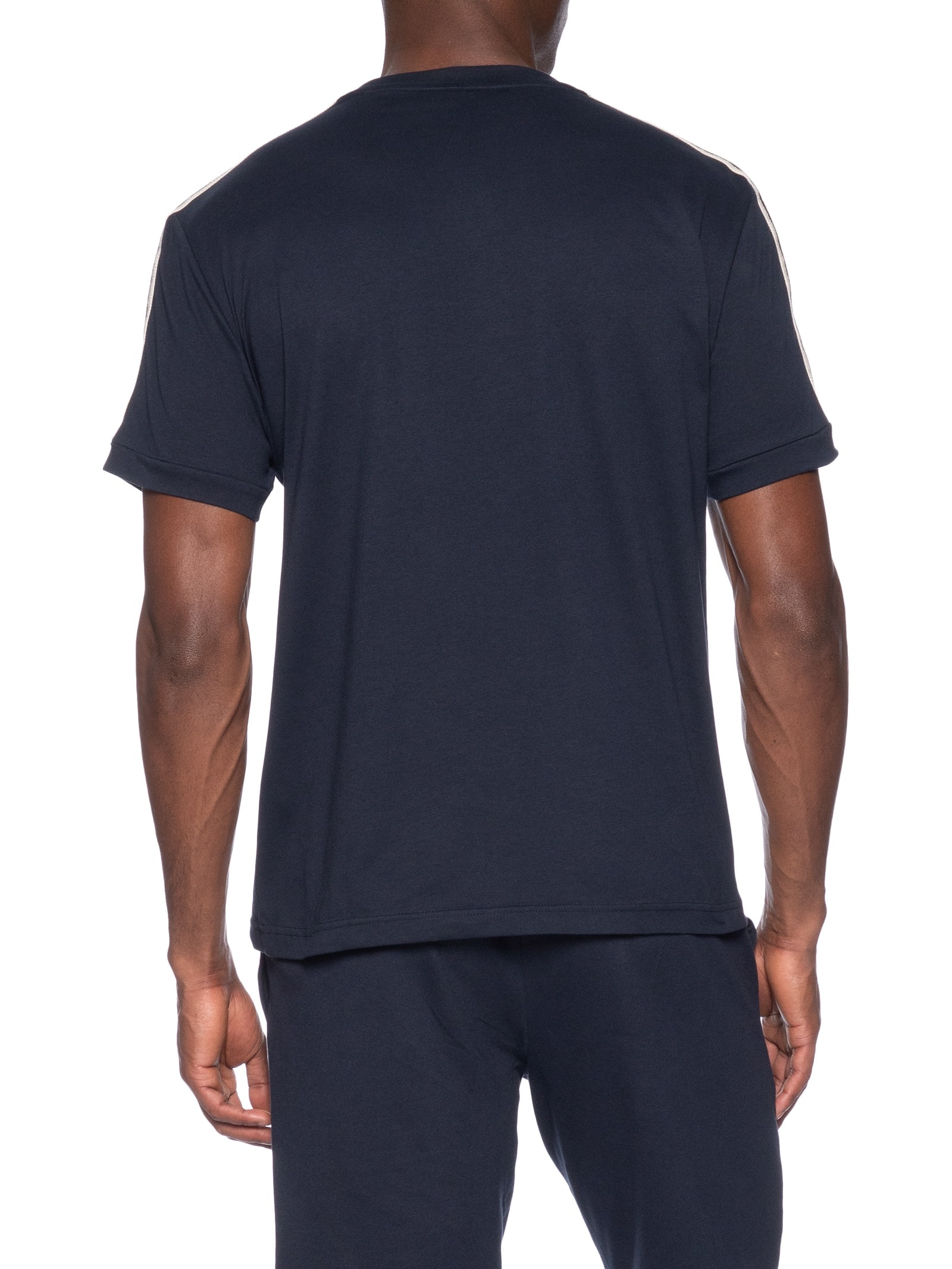 Camiseta Masculina Gola Careca Slim Fit Train Logo Series Azul Ea7 Emporio Armani