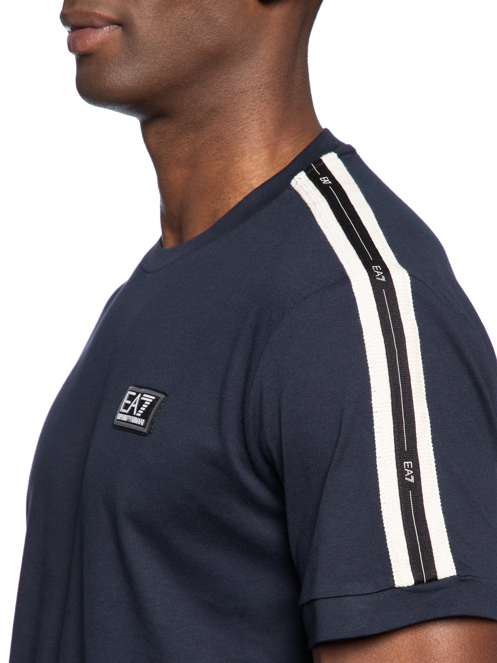 Camiseta Masculina Gola Careca Slim Fit Train Logo Series Azul Ea7 Emporio Armani