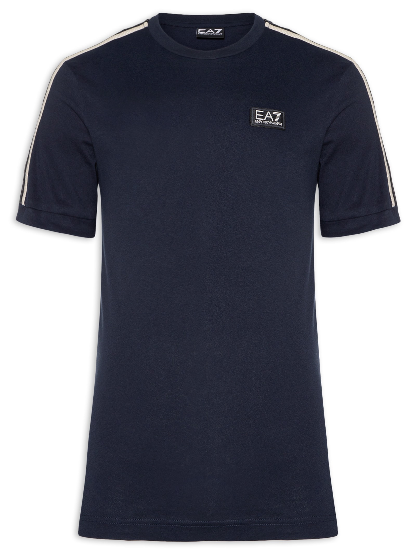 Camiseta Masculina Gola Careca Slim Fit Train Logo Series Azul Ea7 Emporio Armani