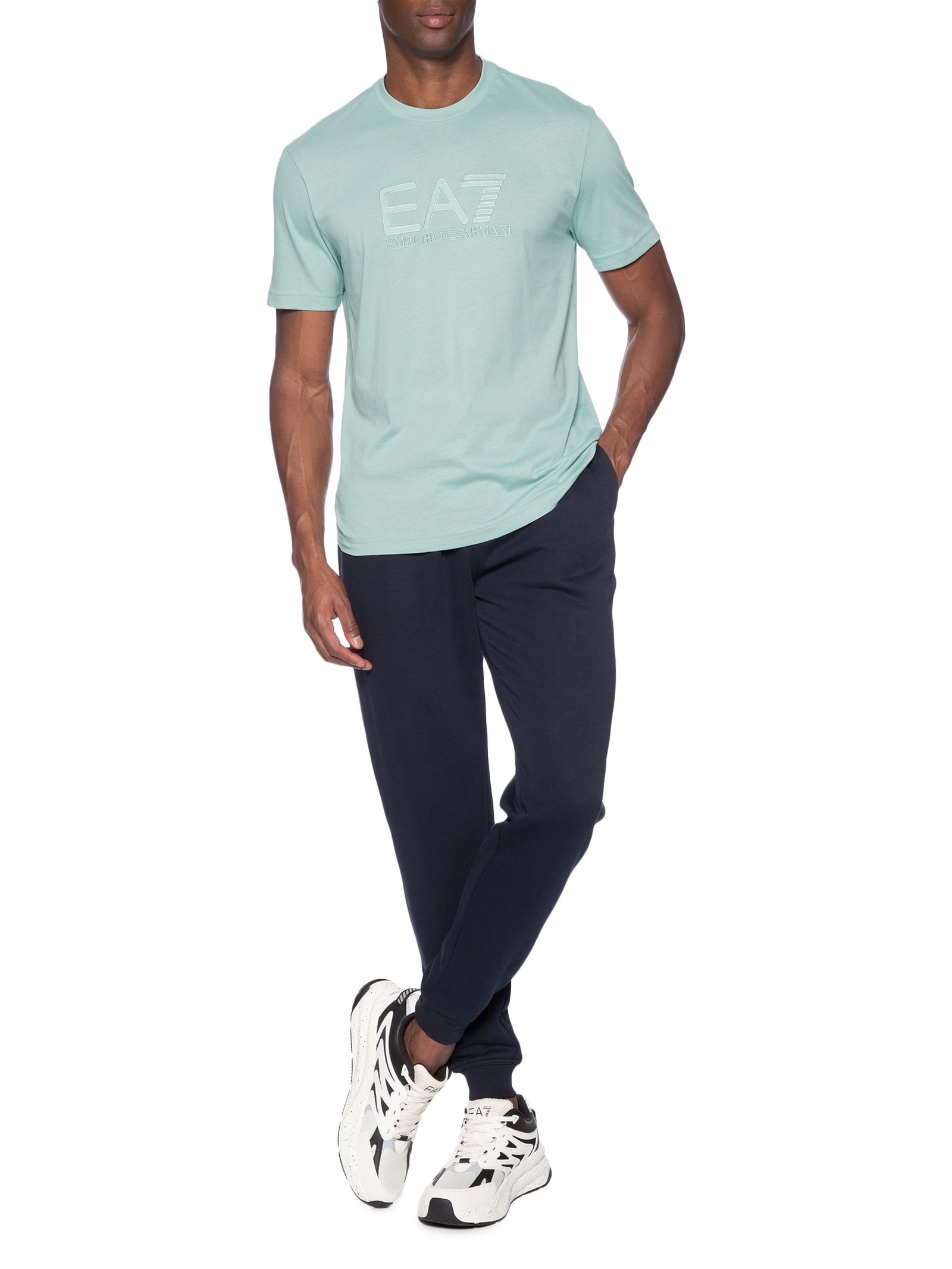 Camiseta Masculina Gola Careca Slim Fit Train Visibility Verde Ea7 Emporio Armani
