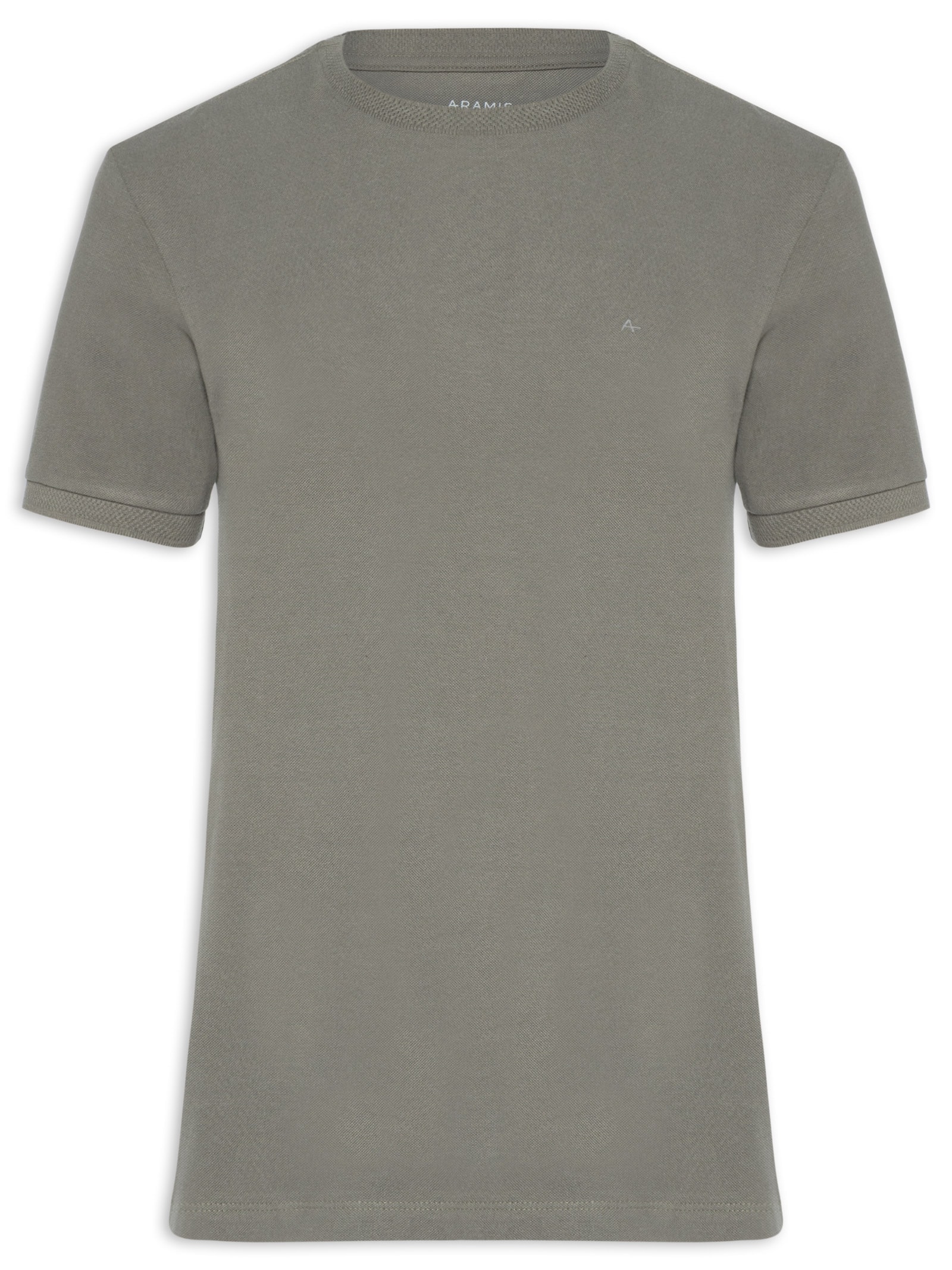 Camiseta Masculina Gola Jacquard Em Piquet Cinza Aramis