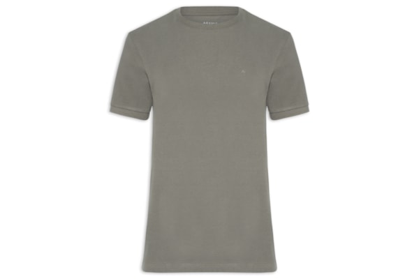 Camiseta Masculina Gola Jacquard Em Piquet - Cinza