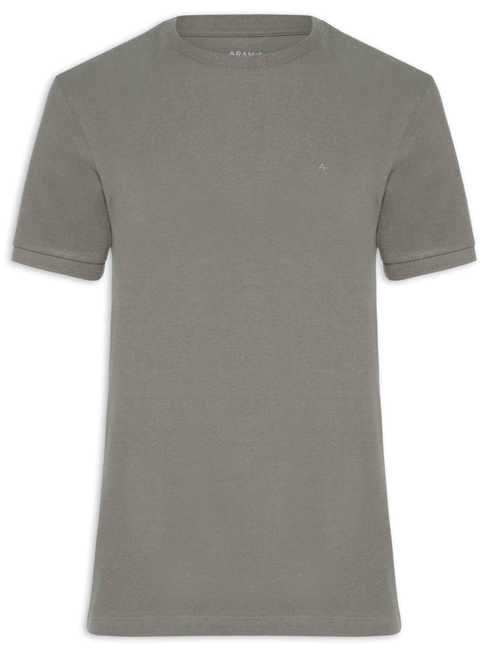 Camiseta Masculina Gola Jacquard Em Piquet Cinza Aramis