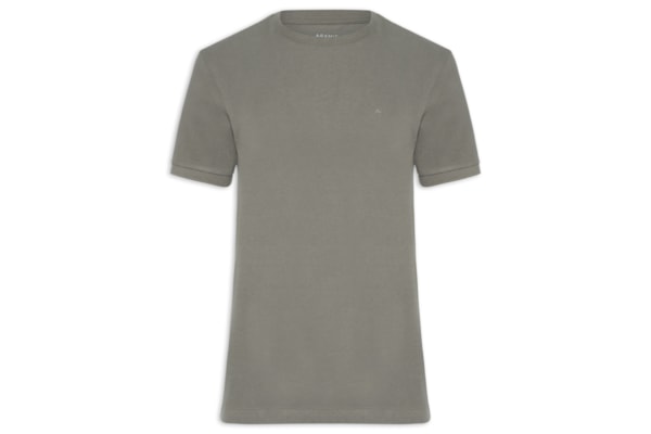 Camiseta Masculina Gola Jacquard Em Piquet - Cinza