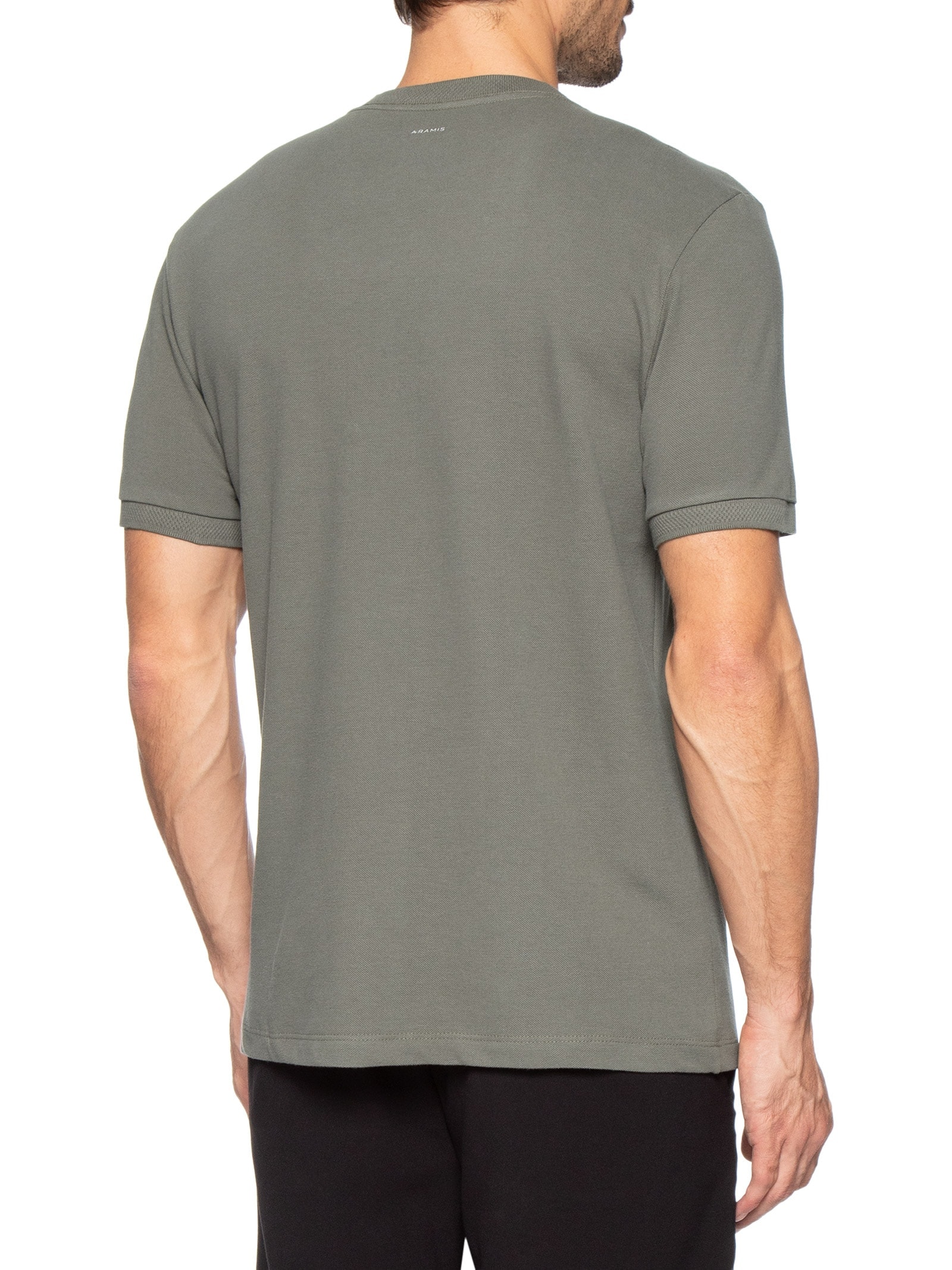 Camiseta Masculina Gola Jacquard Em Piquet Cinza Aramis
