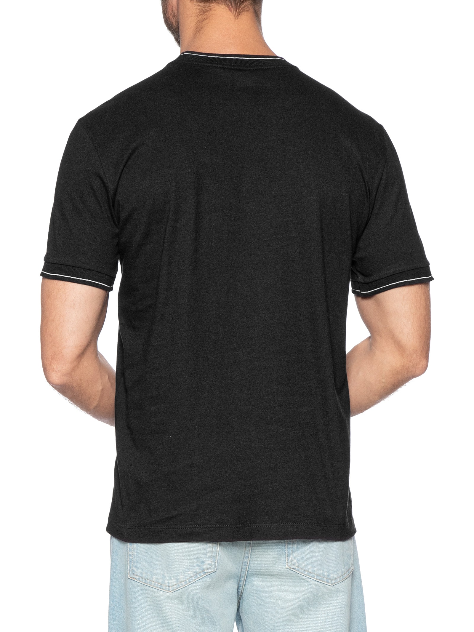 Camiseta Masculina Gola Punho Friso Preto Calvin Klein - White Label