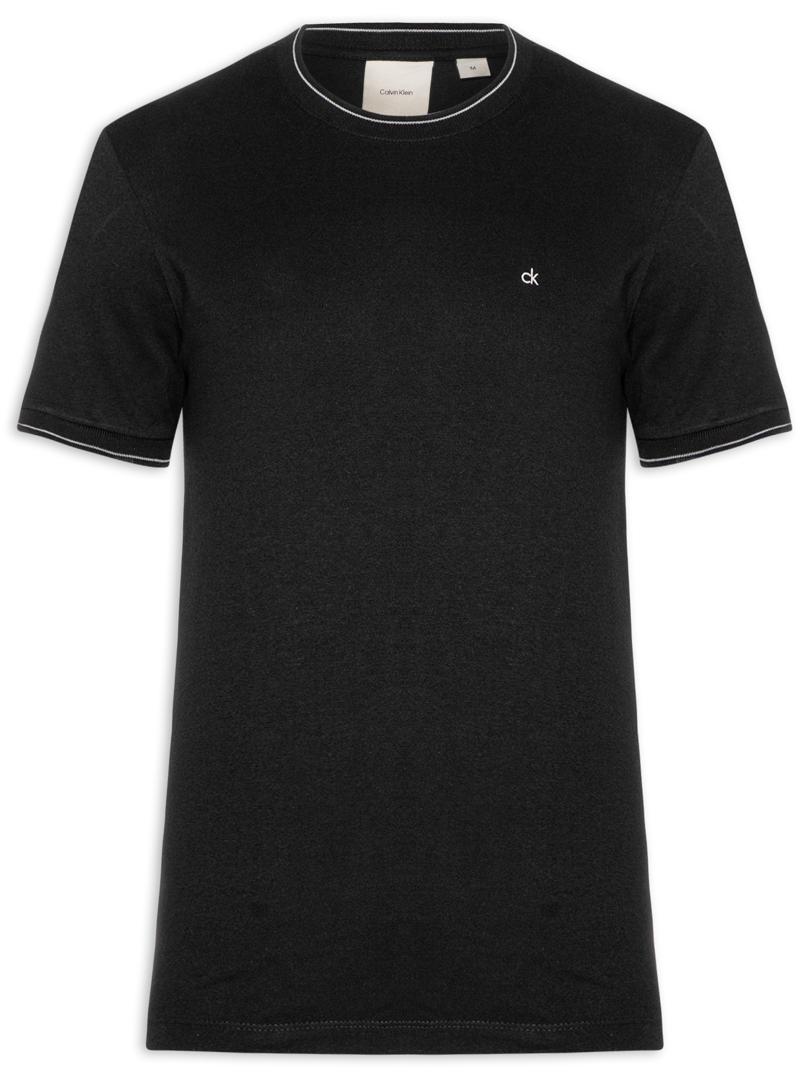 Camiseta Masculina Gola Punho Friso Preto Calvin Klein - White Label